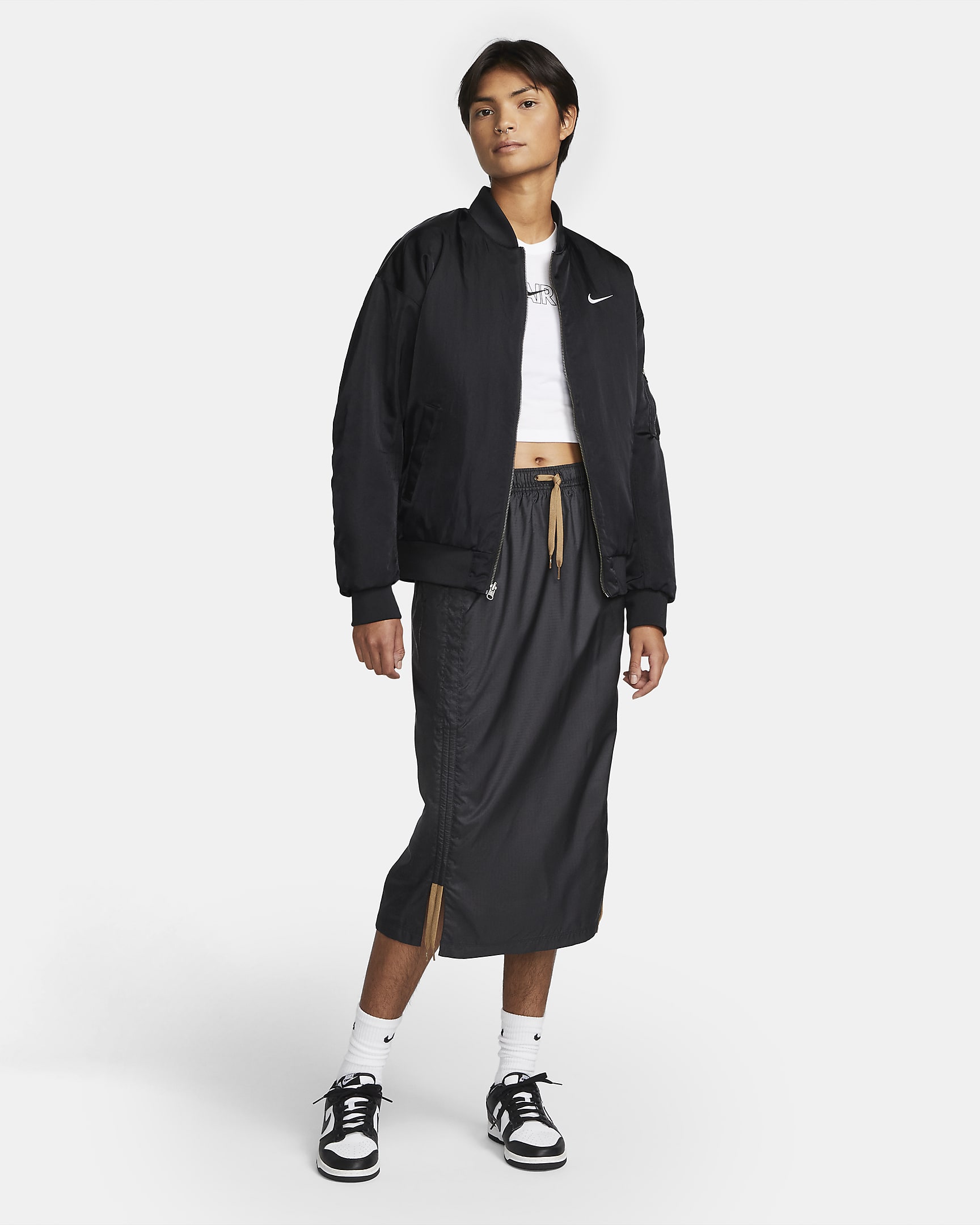 Nike Sportswear Women's Reversible Varsity Bomber Jacket - Black/Black/White