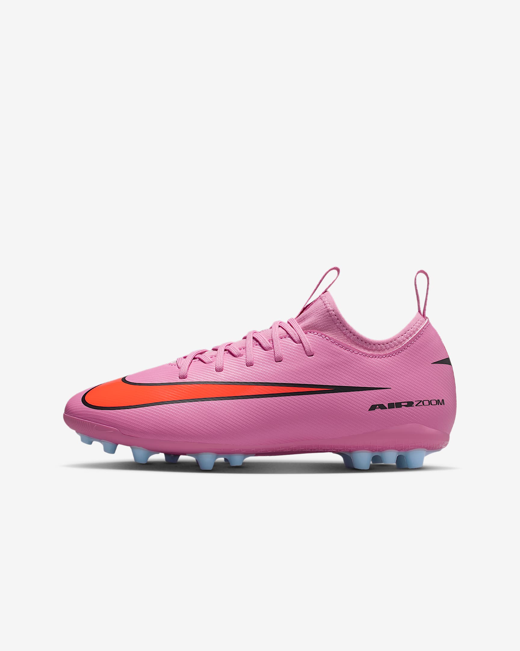 Chaussure de foot basse à crampons AG Nike Jr. Mercurial Vapor 16 Academy pour enfant/ado - Magic Flamingo/Total Crimson/Noir