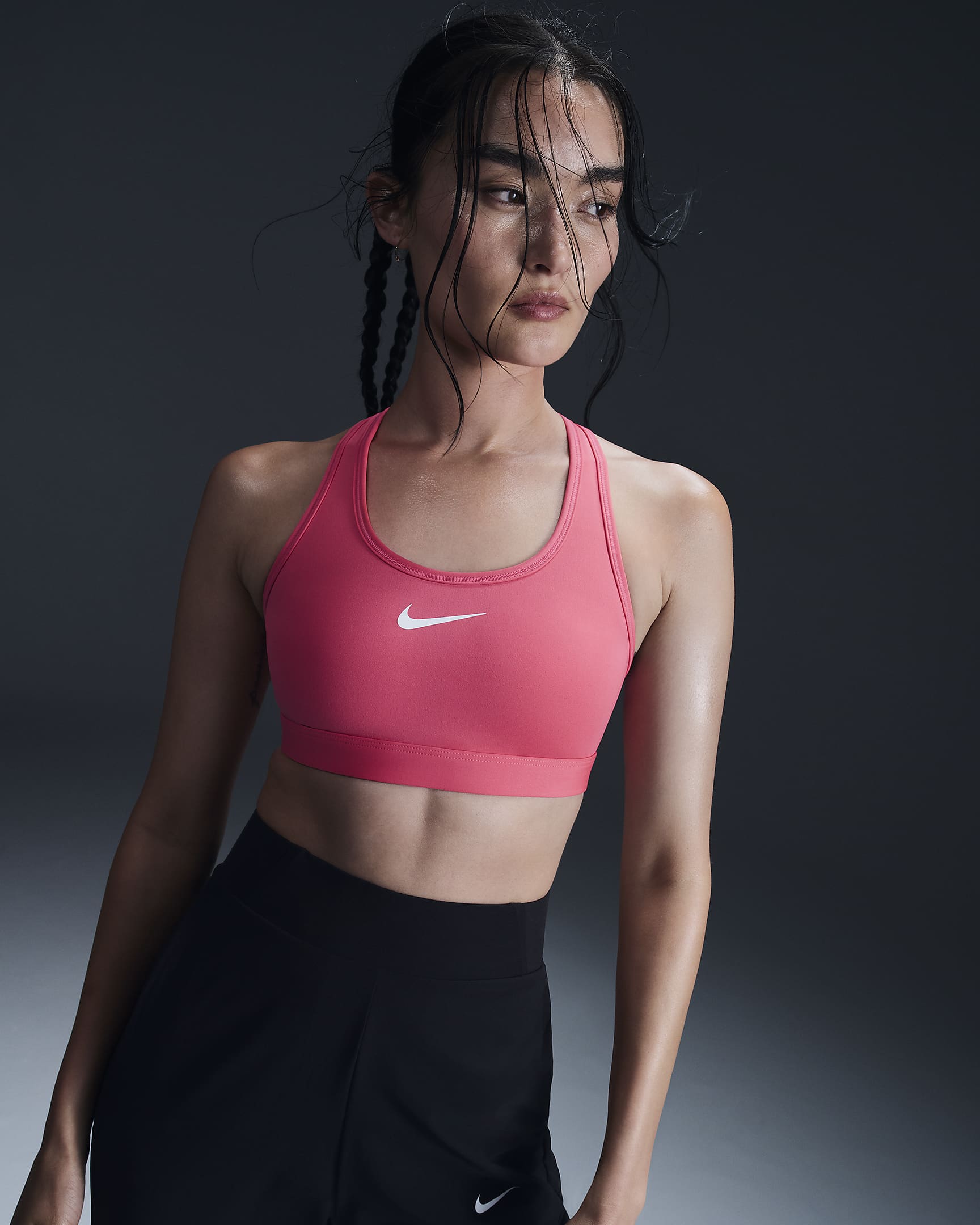 Nike Swoosh Medium-Support Women's Padded Sports Bra - Aster Pink/White