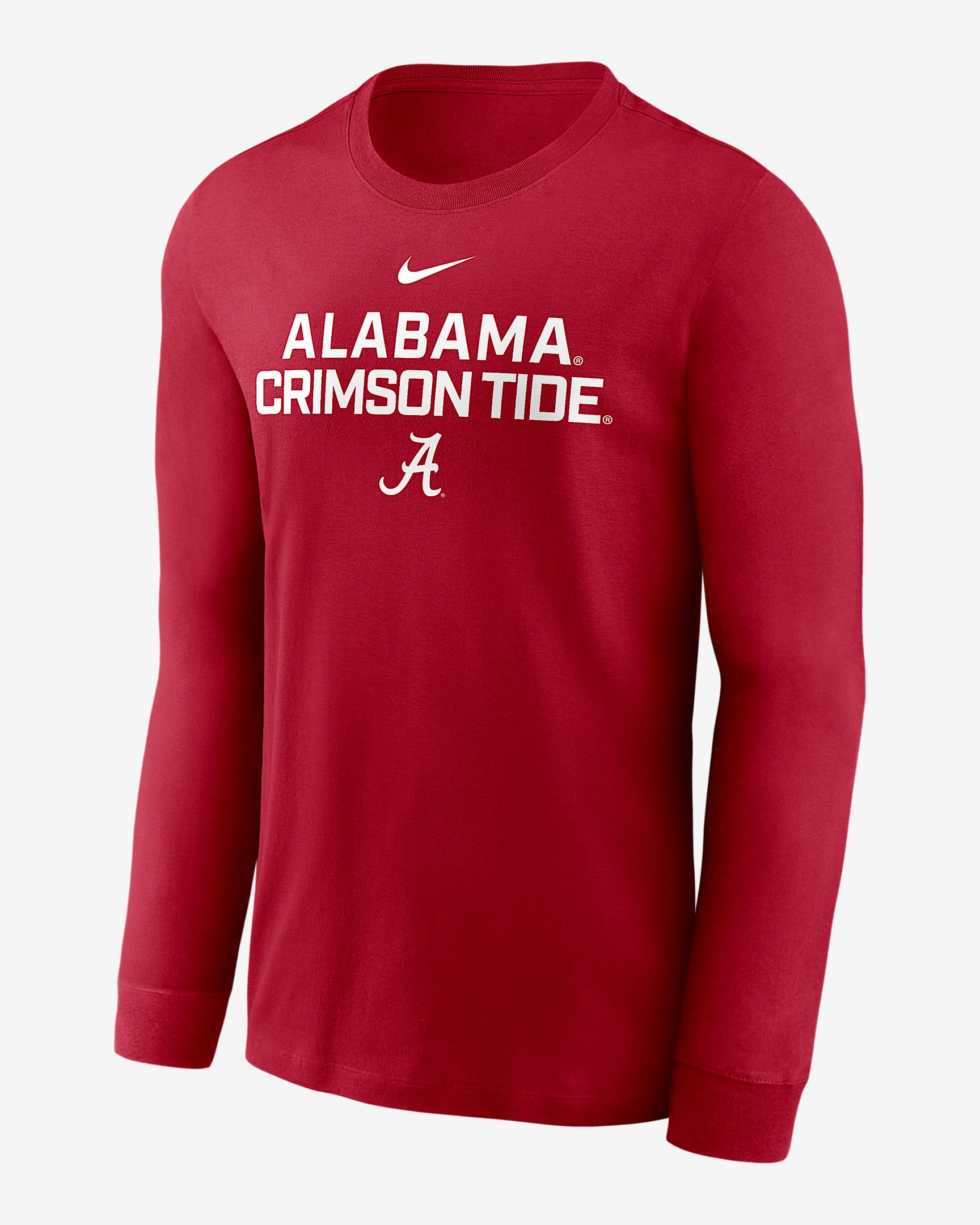 Playera de manga larga universitaria Nike Dri-FIT para hombre Alabama Sideline - Carmesí