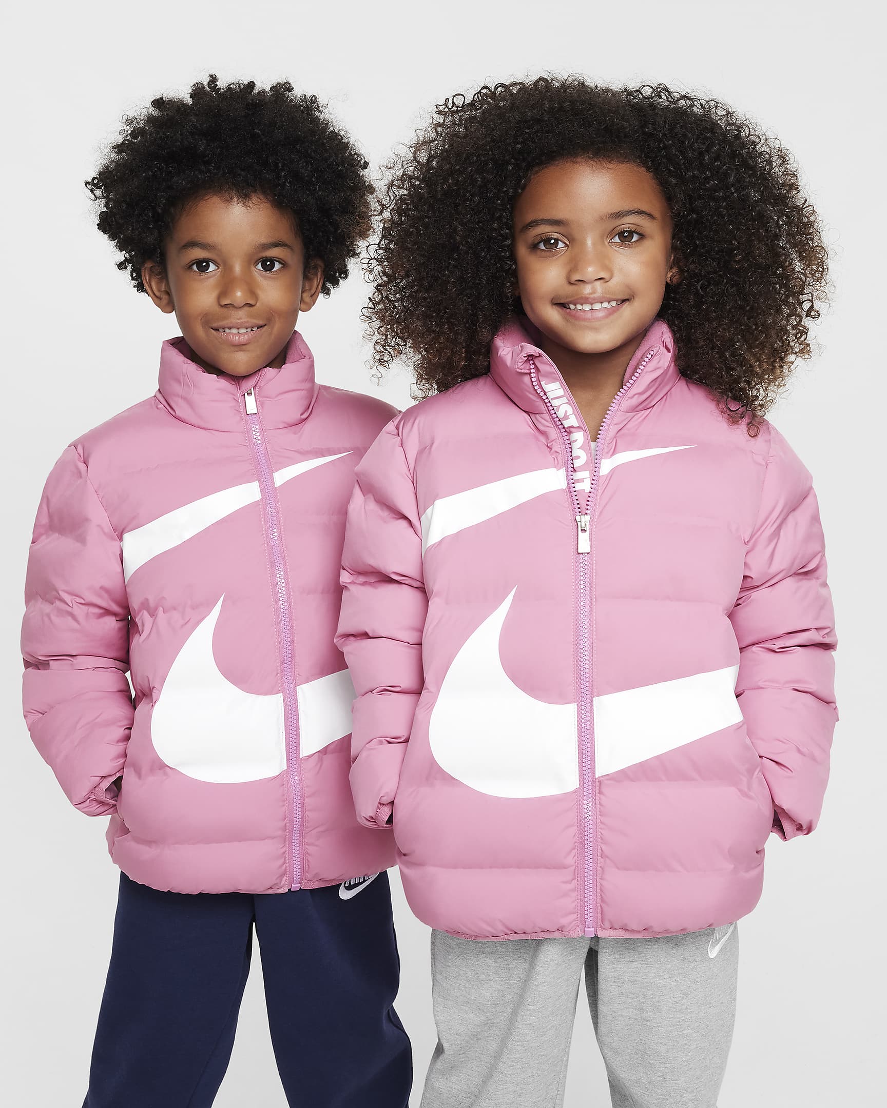 Nike Little Kids' Wrapped Swoosh Debossed Quilted Jacket - Magic Flamingo