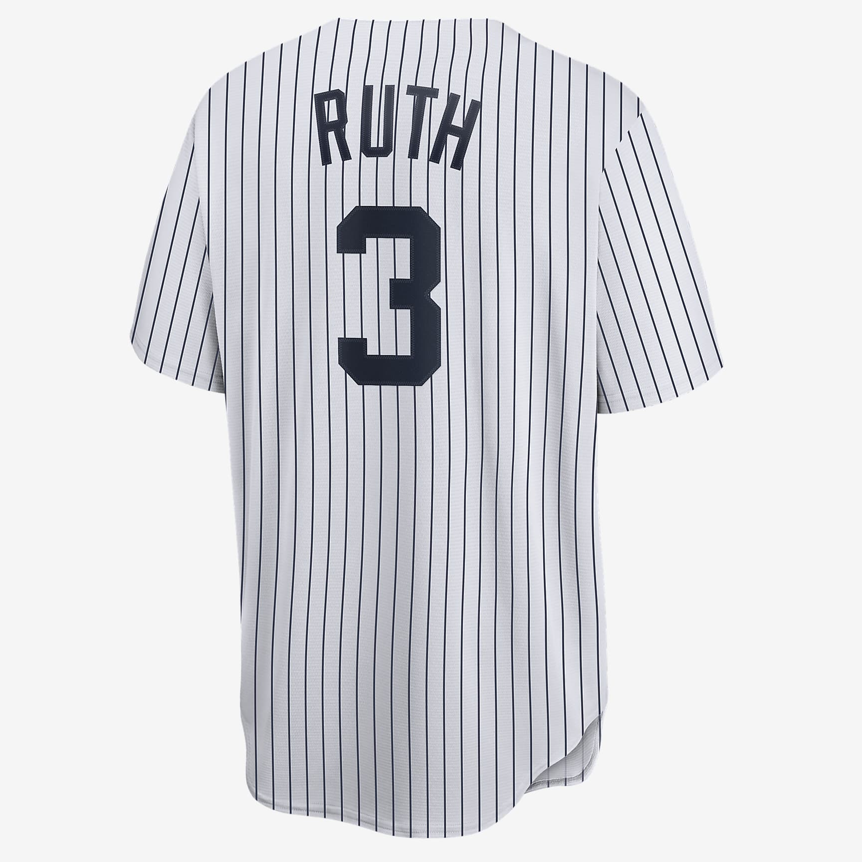 Camiseta de béisbol Cooperstown para hombre MLB New York Yankees (Babe Ruth) - Blanco/Azul marino