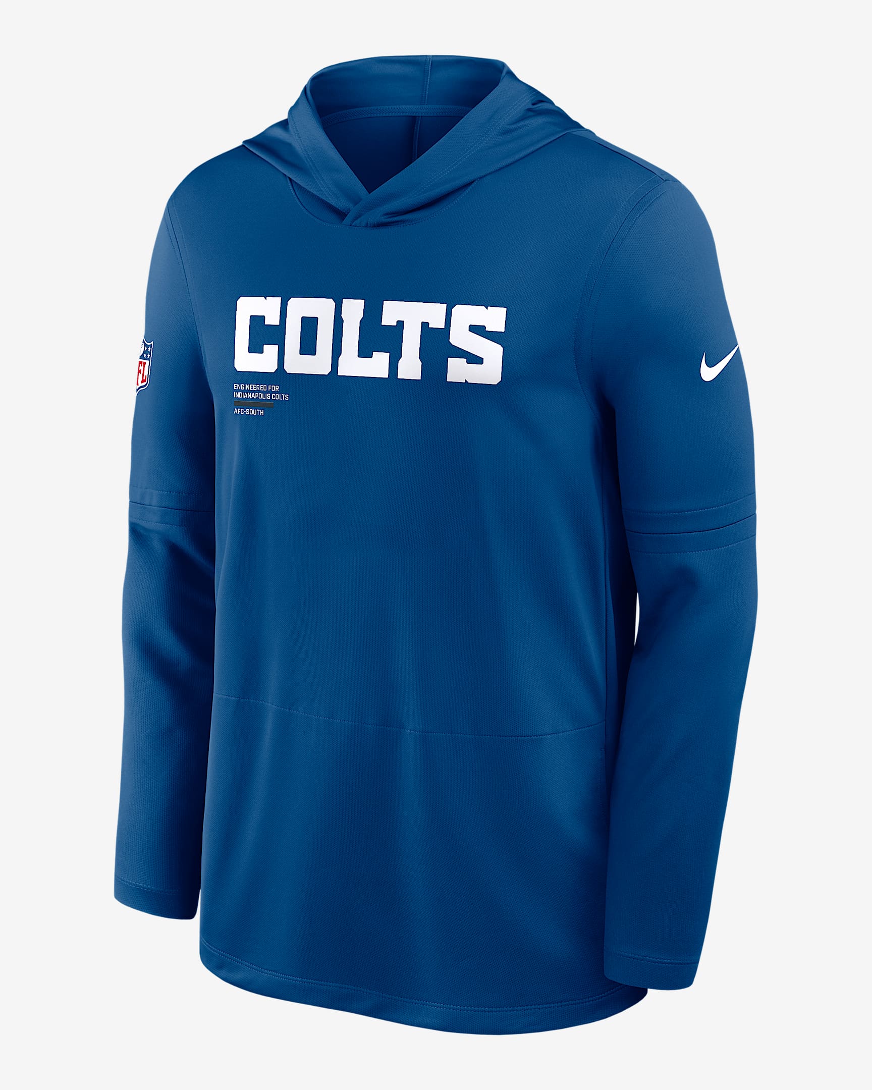 Indianapolis Colts Pure Fury Sideline Men's Nike Dri-FIT NFL Long-Sleeve Hooded Top - Royal