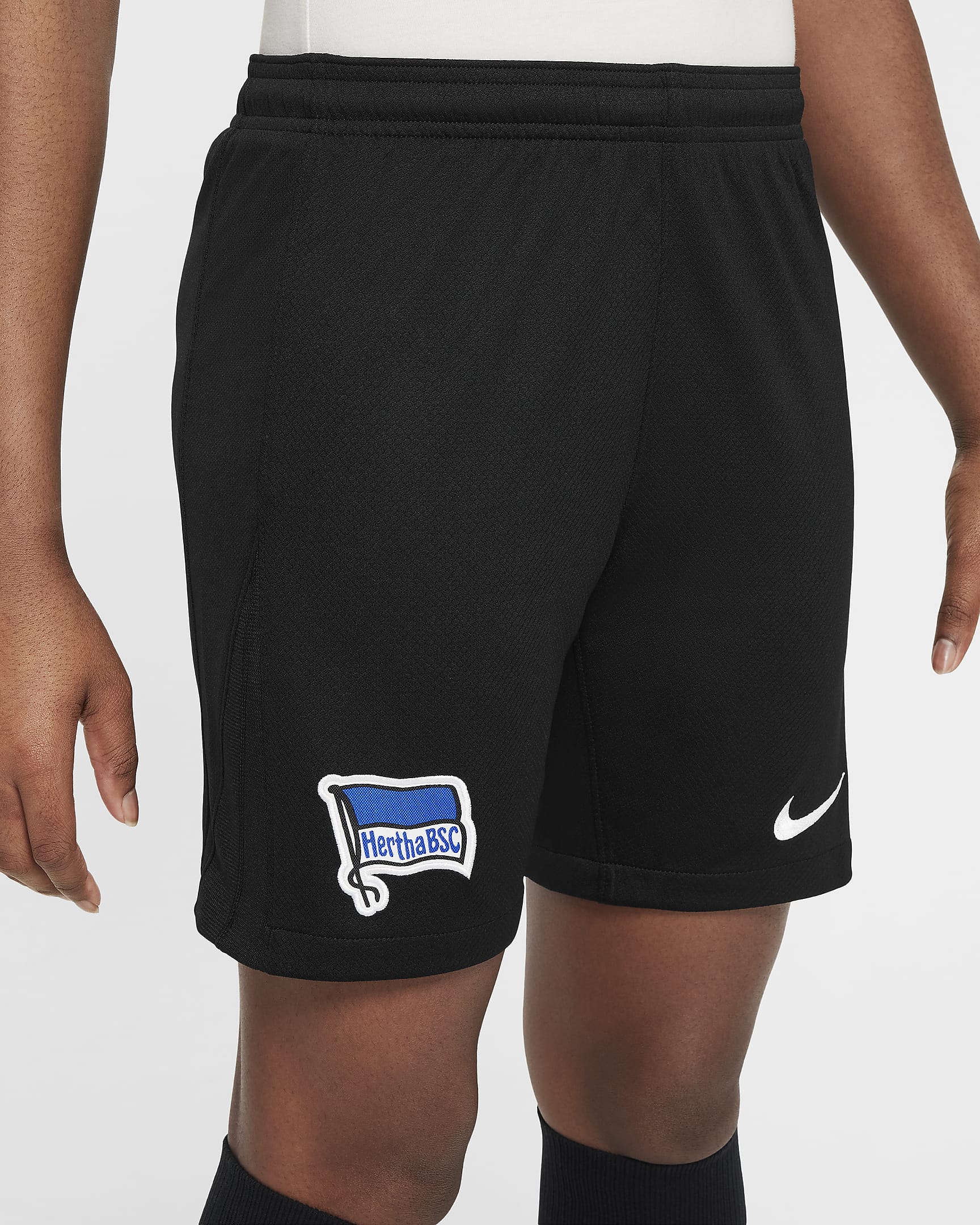 Hertha BSC 2024/25 Stadium Home/Away Nike Replica Dri-FIT Fußballshorts für ältere Kinder - Schwarz/Weiß