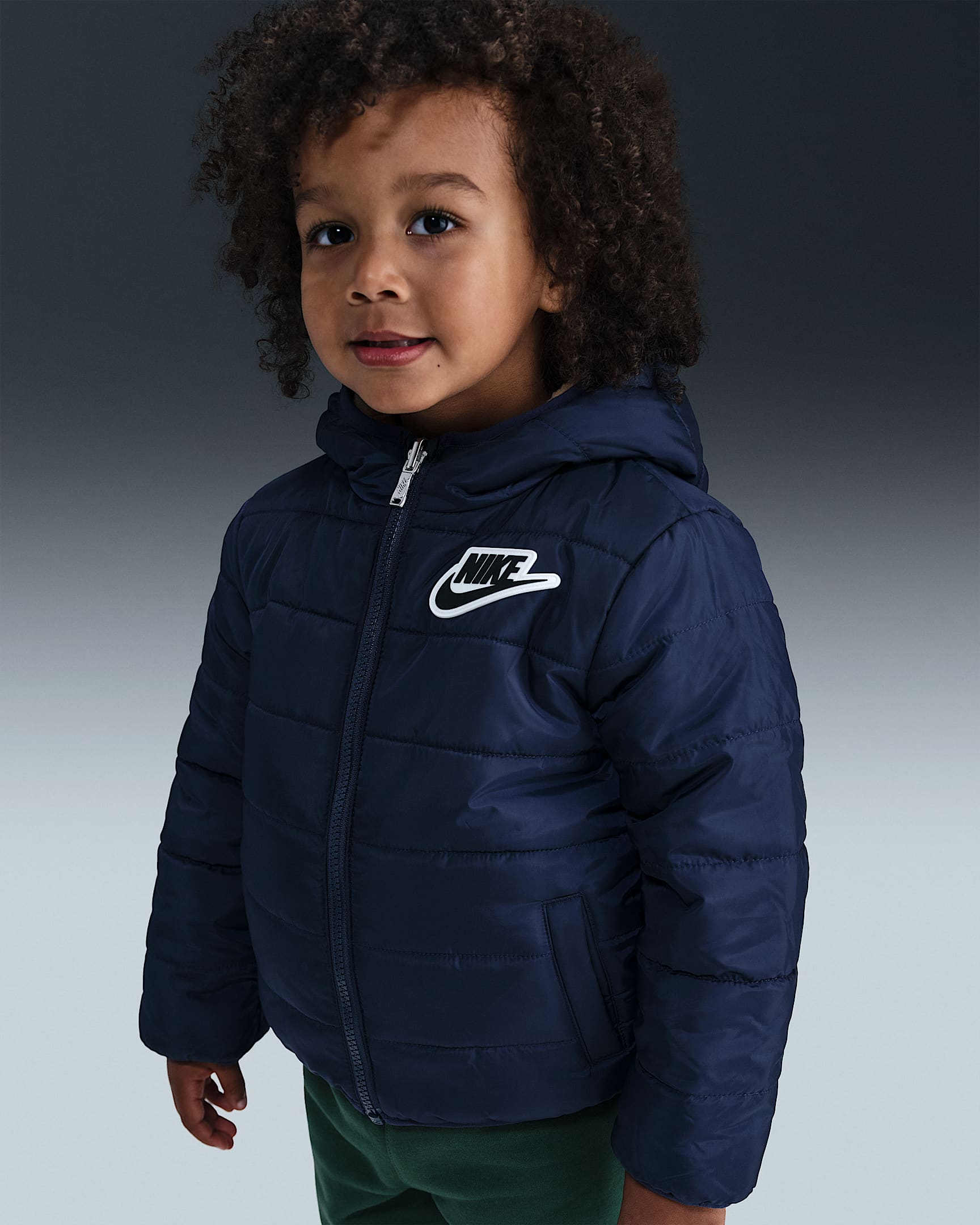 Chamarra acolchada/polar reversible para bebé Nike - Azul marino medianoche