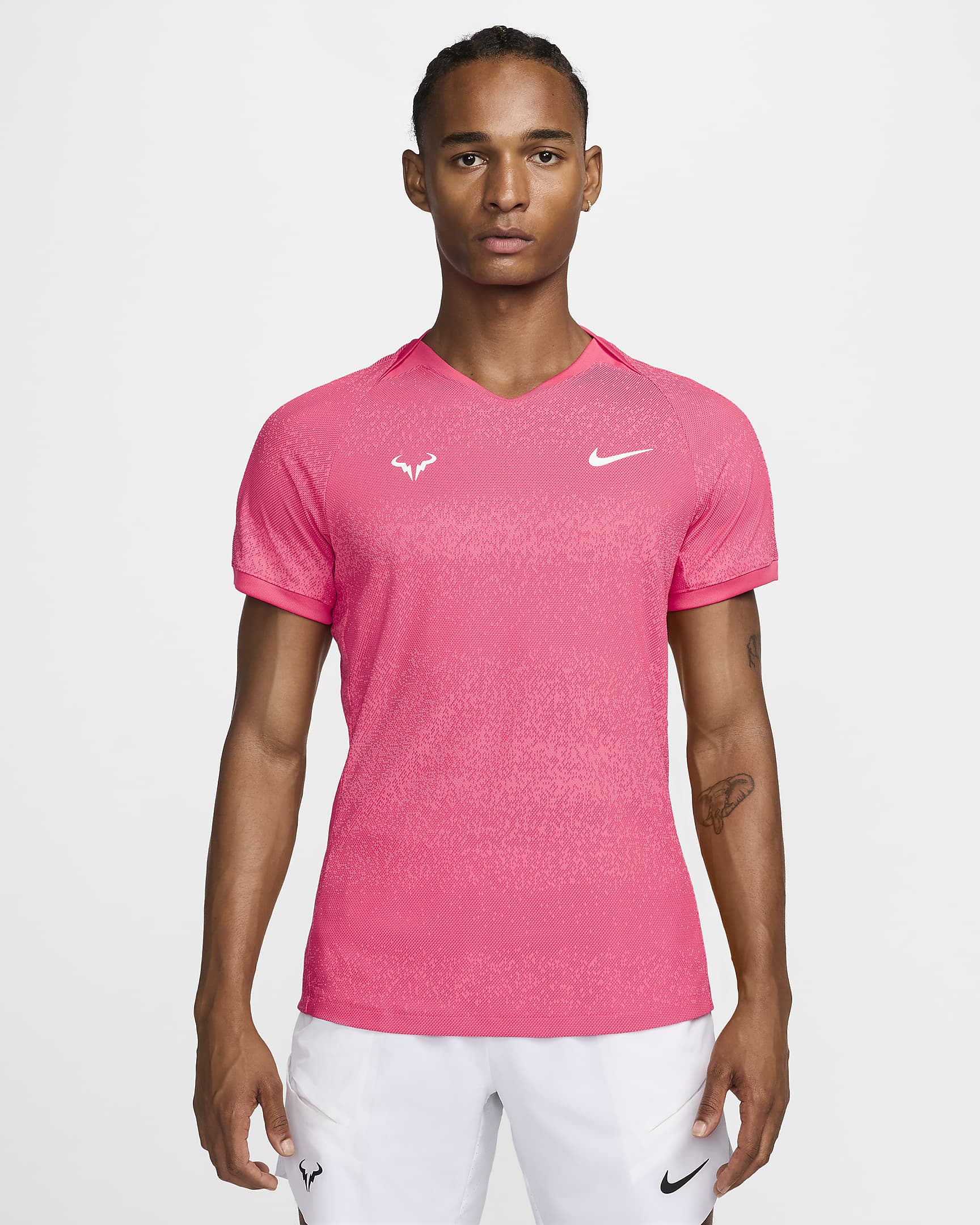 Męska koszulka tenisowa z krótkim rękawem Dri-FIT ADV Rafa - Aster Pink/Biel