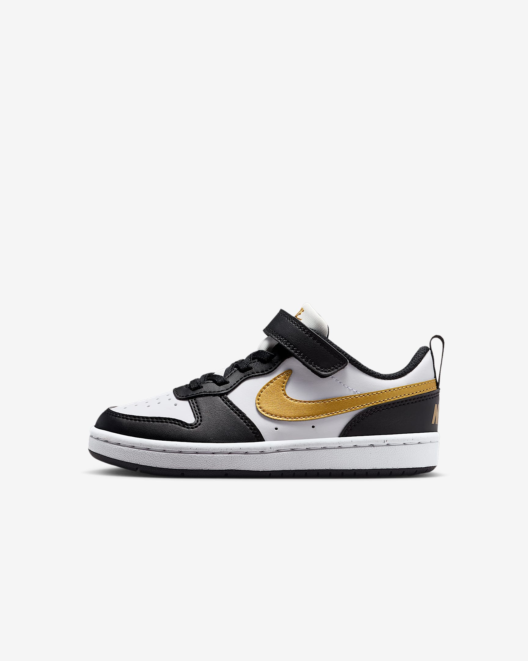 Nike Court Borough Low Recraft Younger Kids' Shoes - Black/Black/White/Metallic Gold