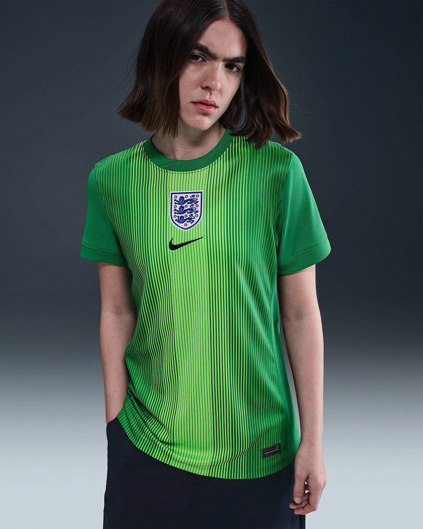England 2025/26 Stadium Goalkeeper Women's Nike Dri-FIT Football Replica Short-Sleeve Shirt - Lucky Green/Green Strike/Black