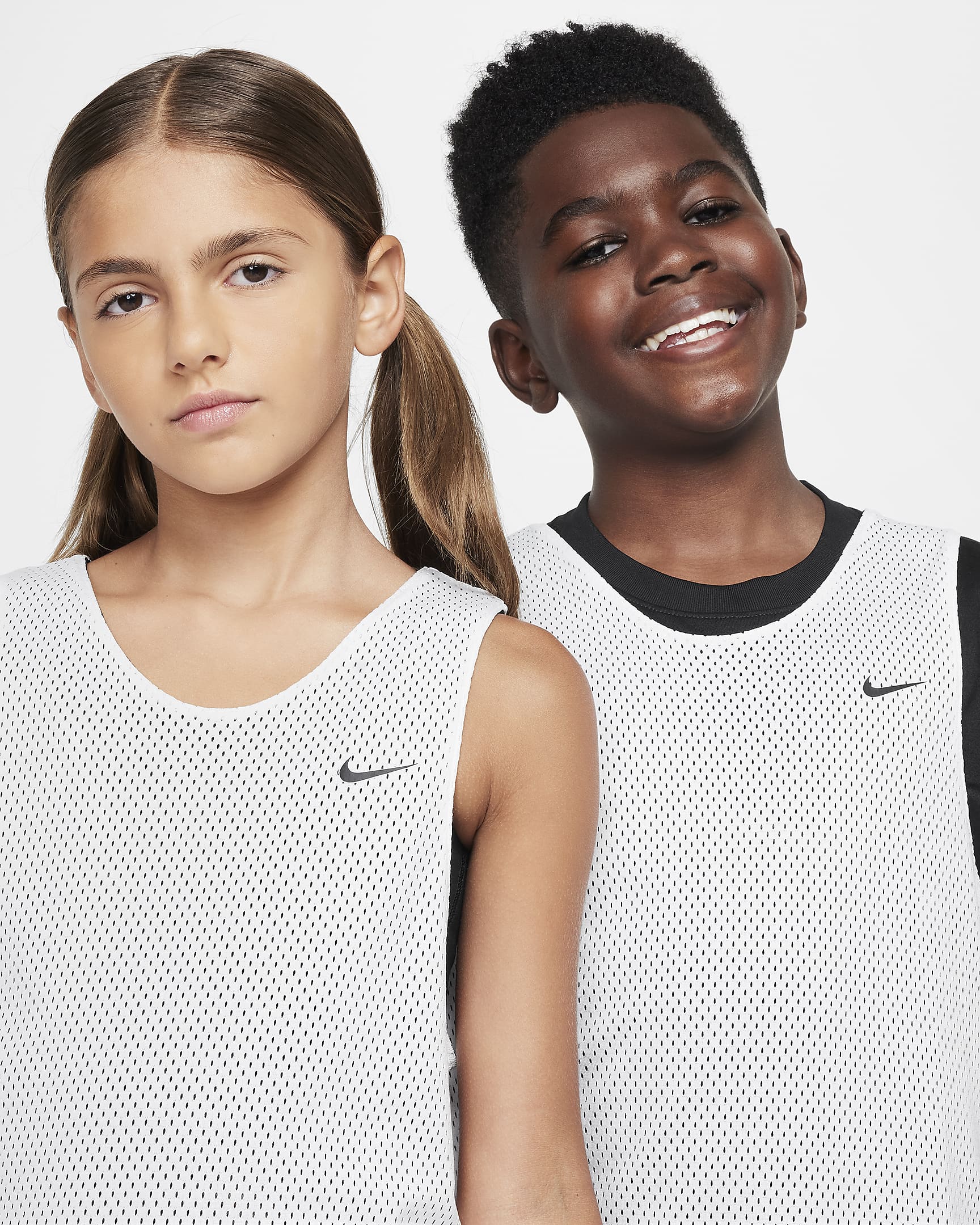 Nike Dri-FIT omkeerbare jersey voor kids - Wit/Zwart/Zwart