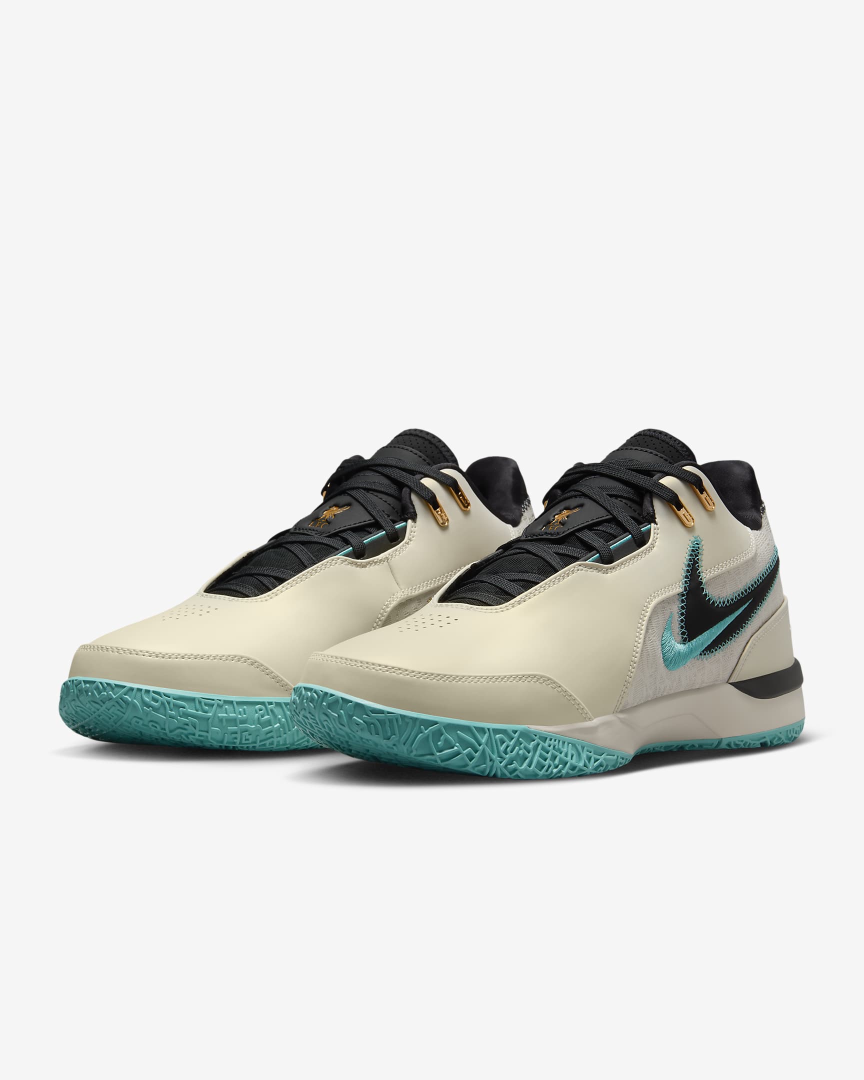 LeBron NXXT Gen AMPD EP Basketball Shoes - Light Orewood Brown/Washed Teal/Metallic Gold/Black