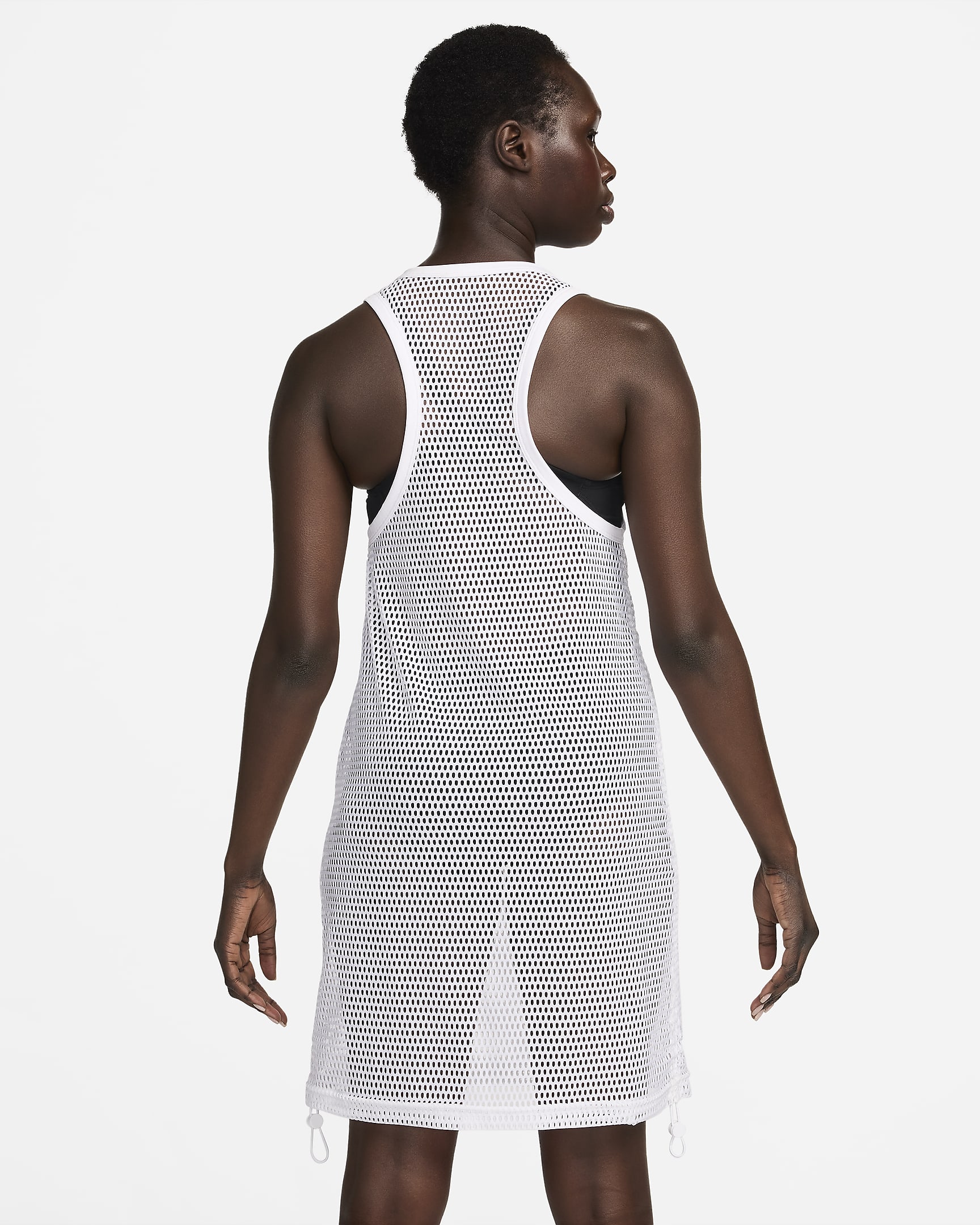 Vestido tipo salida de baño de malla para mujer Nike Swim - Blanco