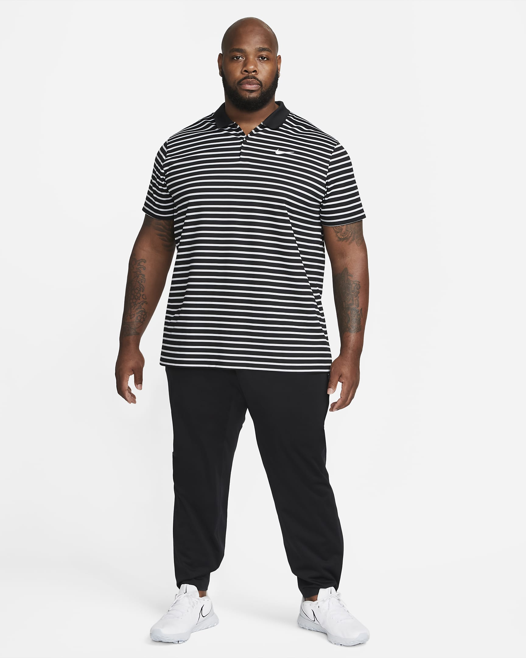 Golfpikétröja Nike Dri-FIT Victory med ränder för män - Svart/Vit