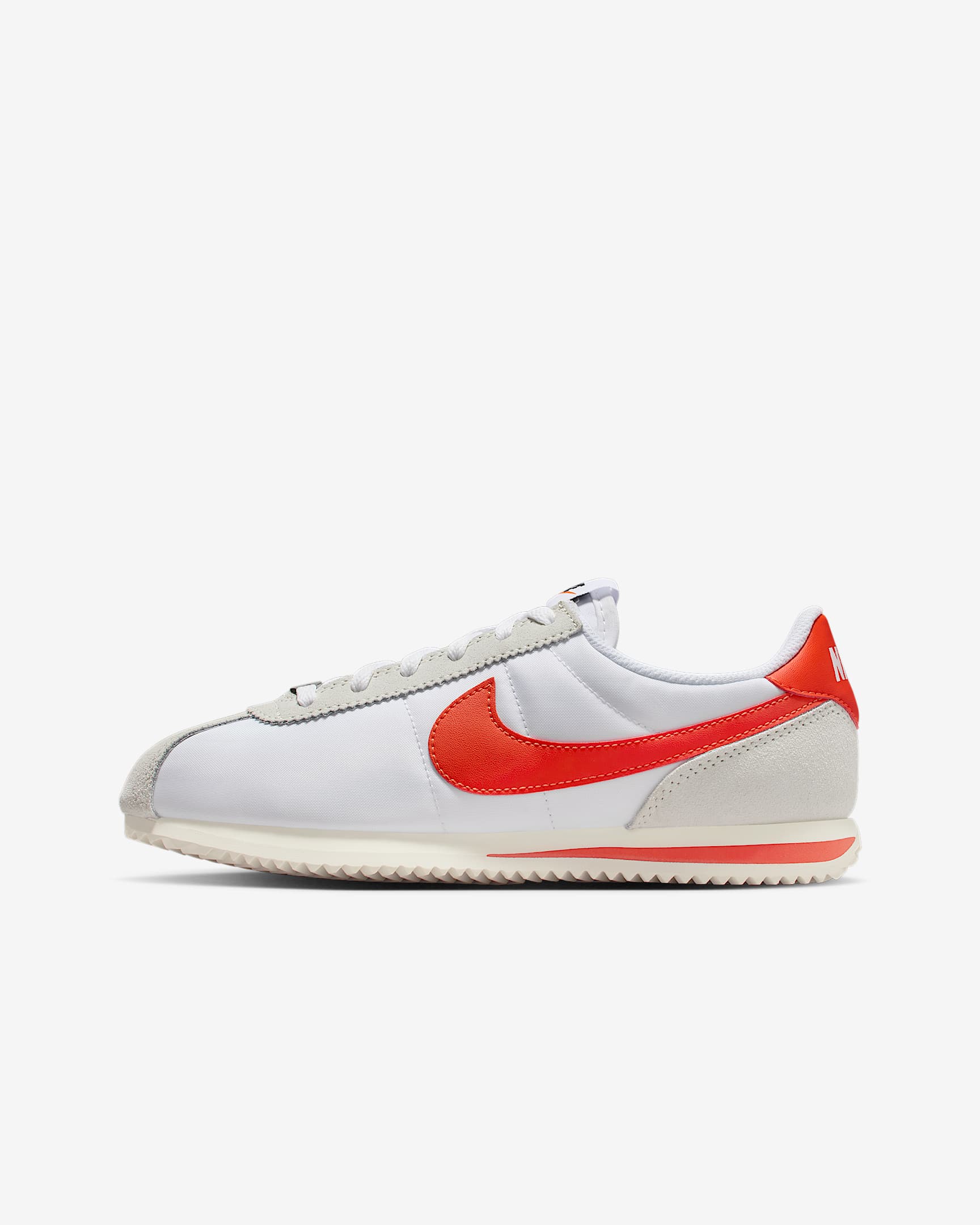 Nike Cortez Textile Older Kids' Shoes - White/Sail/Summit White/Picante Red