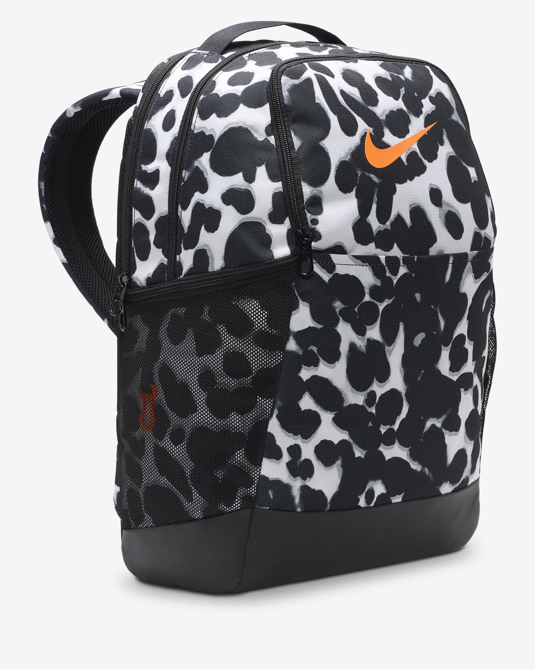 Nike Brasilia Backpack (Medium, 24L) - Light Smoke Grey/Black/Total Orange