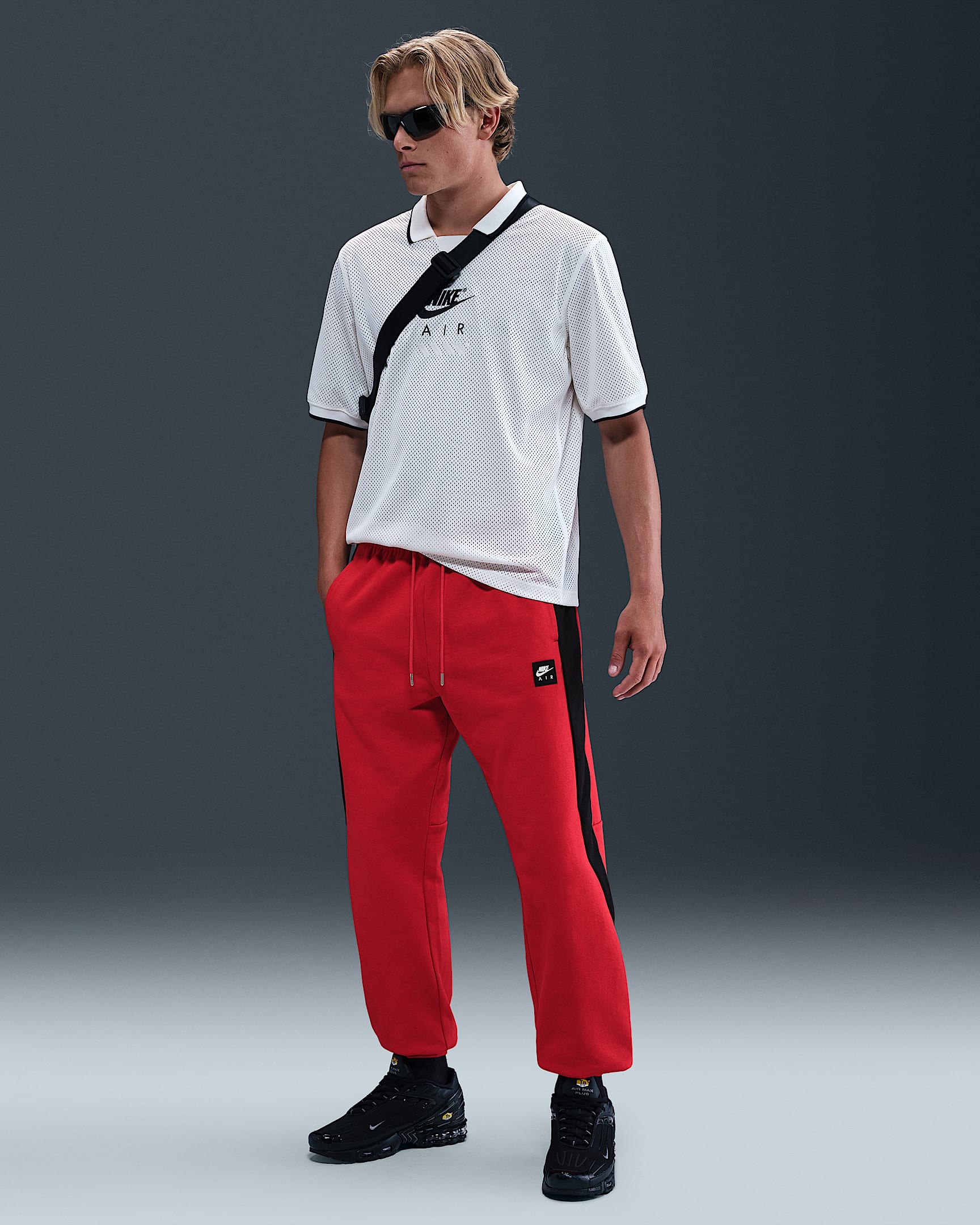 Nike Air Men's Fleece Joggers - University Red/Black/White