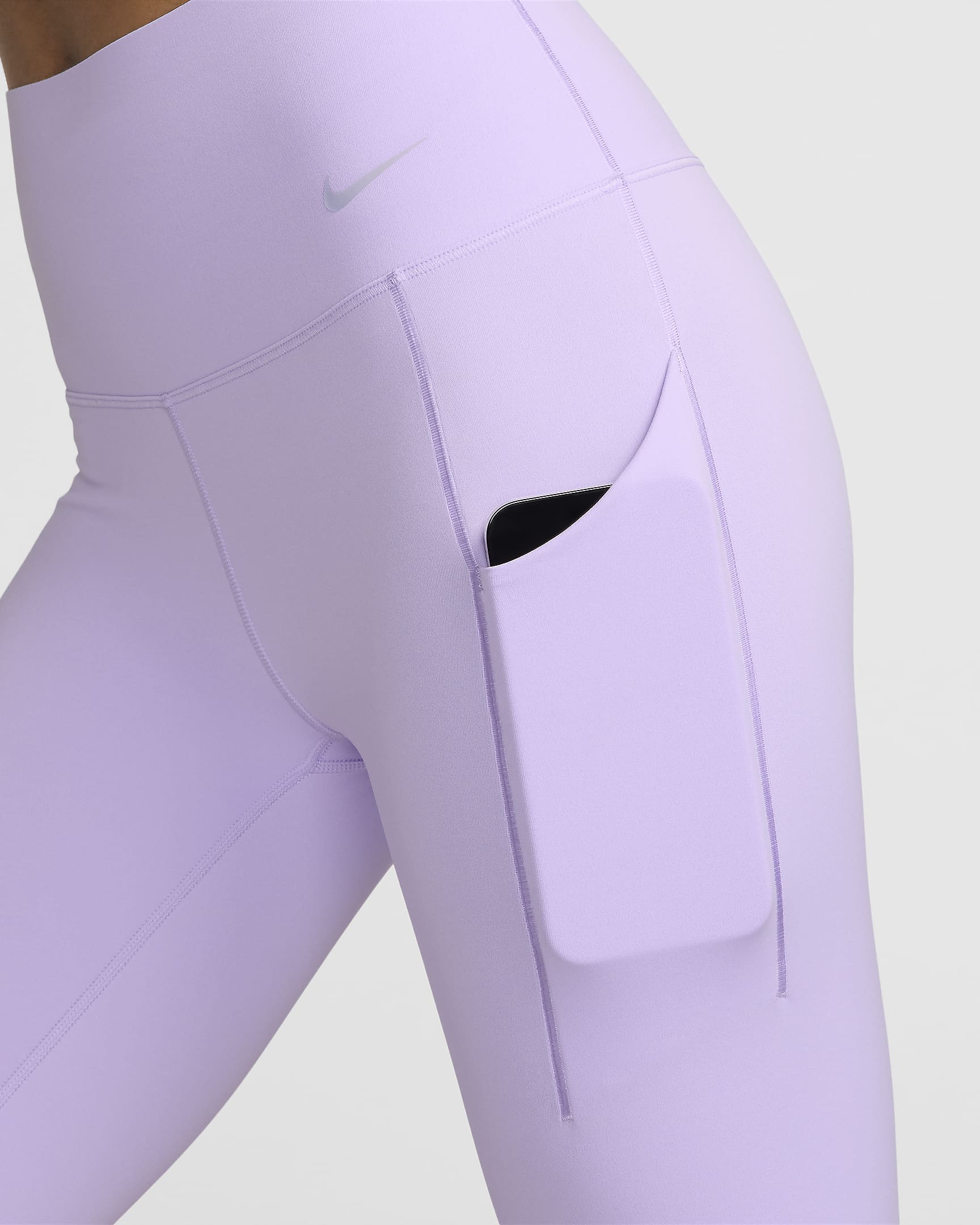 Nike Universa Leggings de 7/8 de talle alto y sujeción media con bolsillos - Mujer - Lilac Bloom/Negro