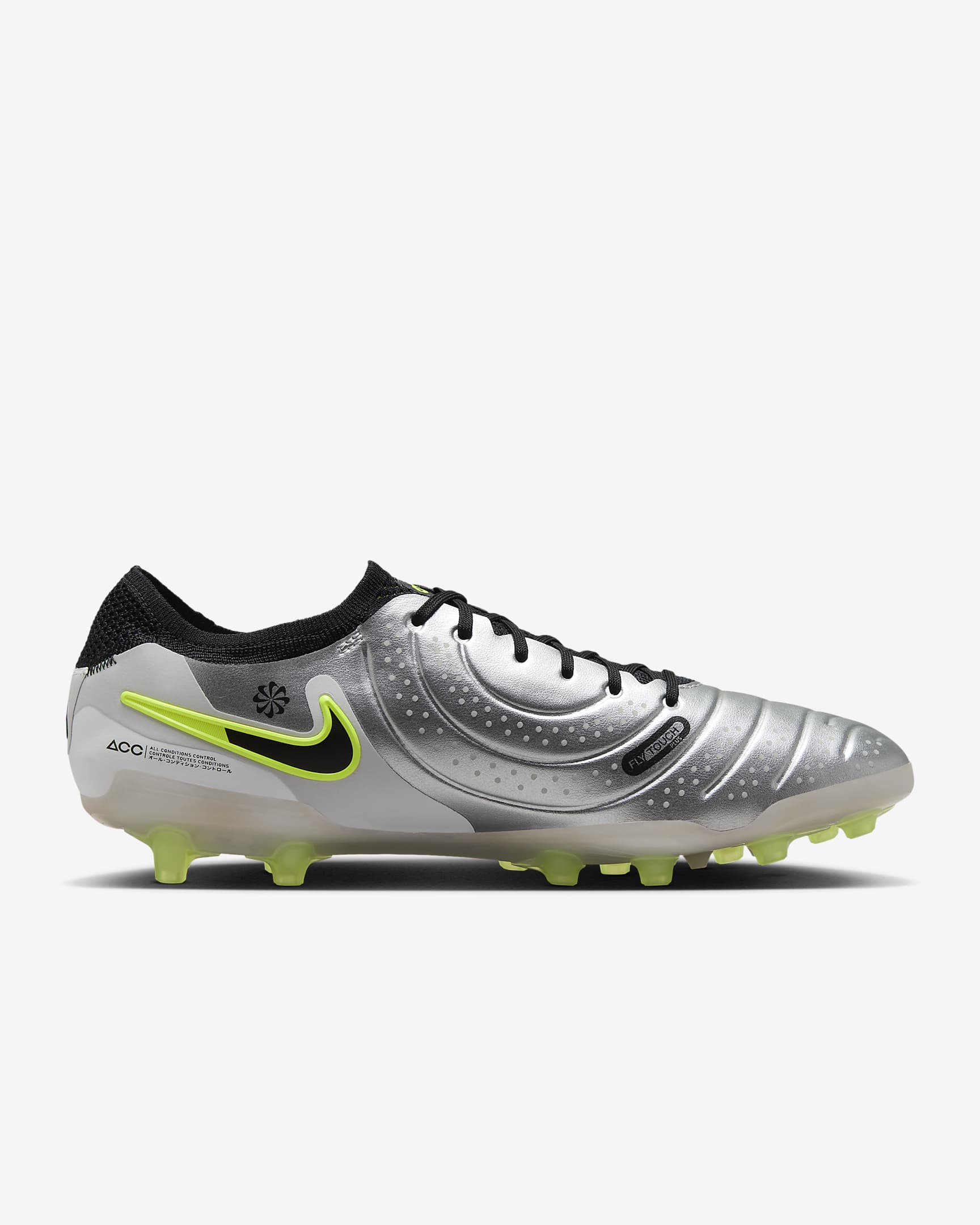 Nike Tiempo Legend 10 Elite Artificial-Grass Football Boot - Metallic Silver/Volt/Black