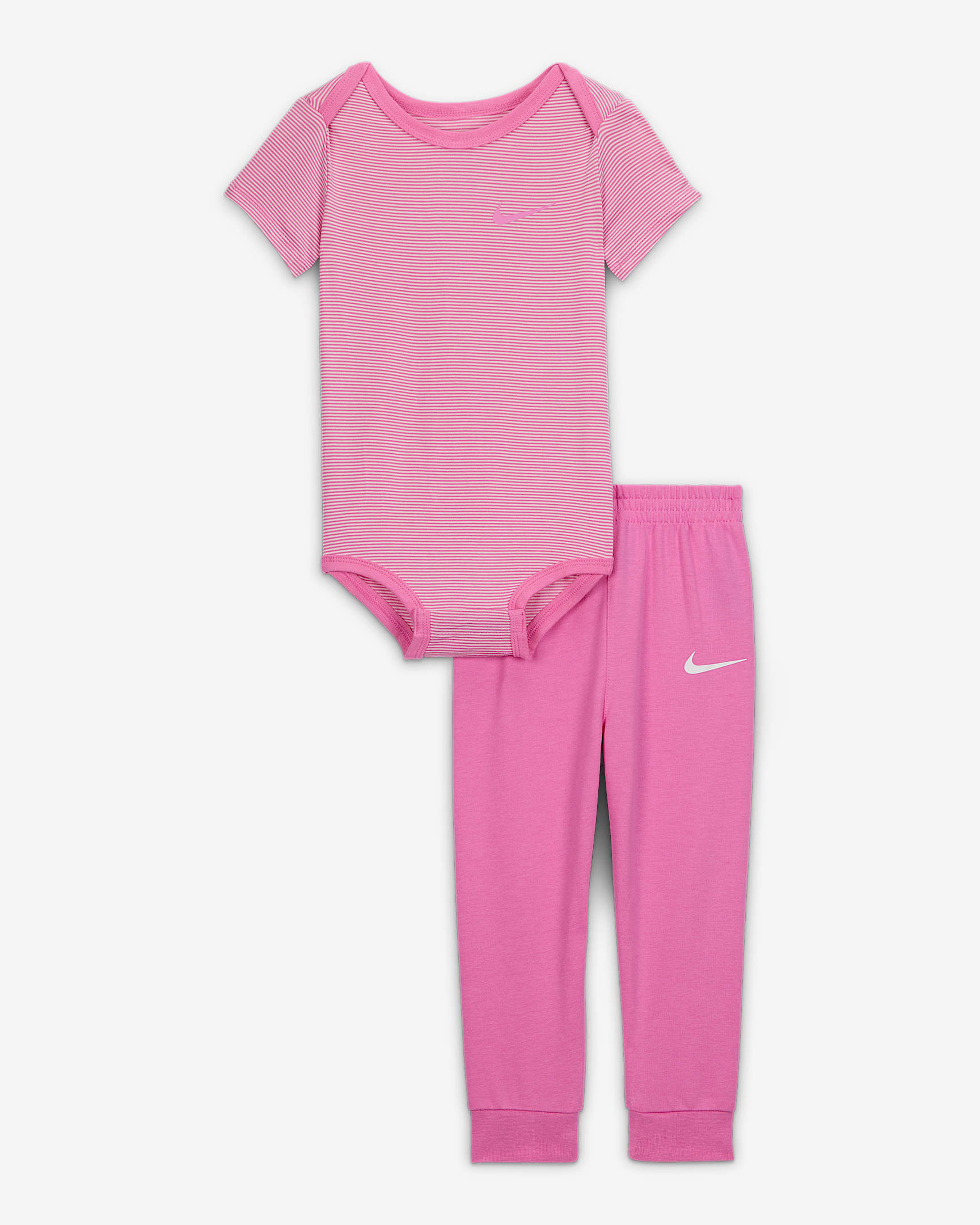 Nike Baby (12-24M) Striped Bodysuit and Joggers Set - Playful Pink