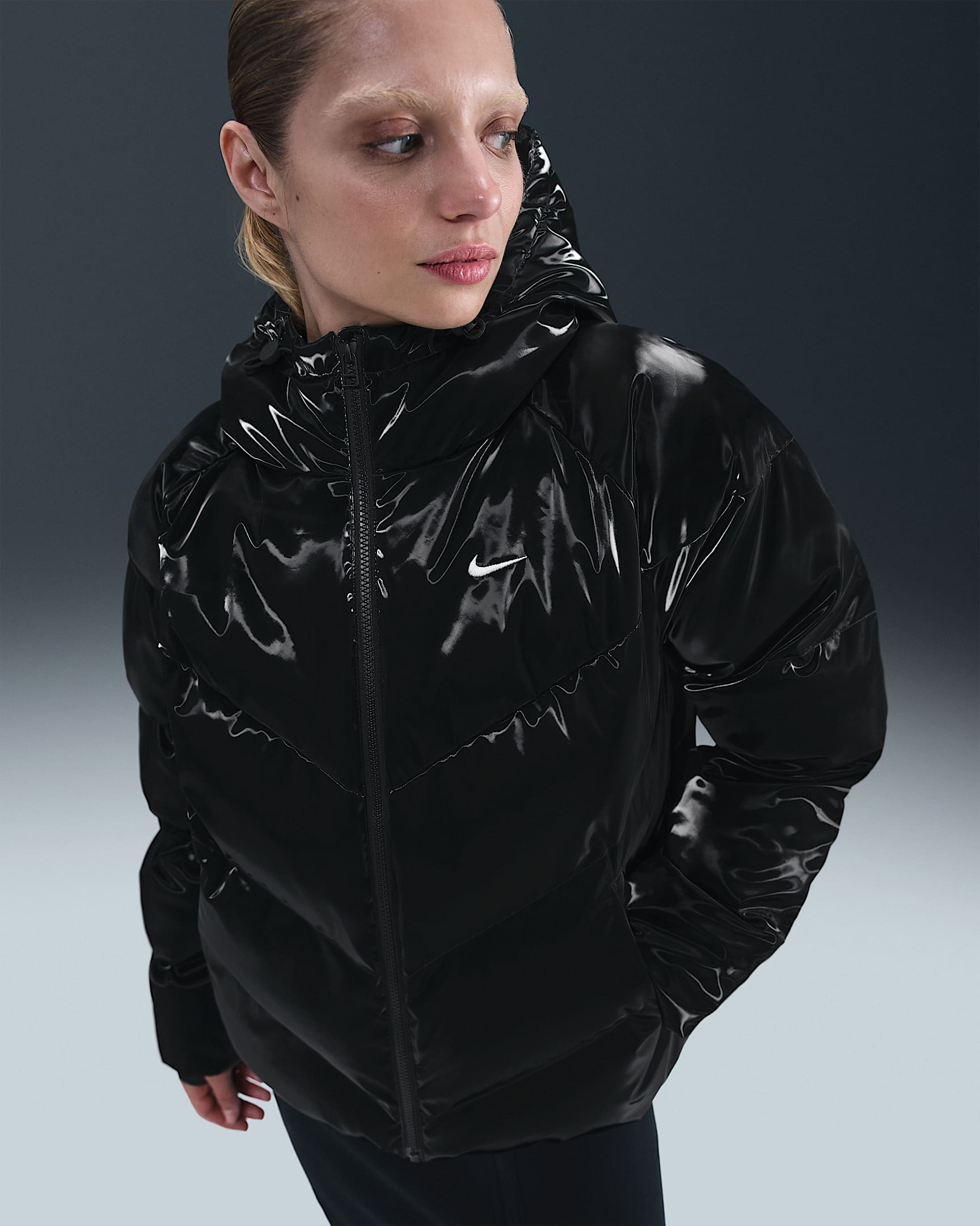 Nike Sportswear Women's Therma-FIT Shine Puffer - Black/Black/Sail
