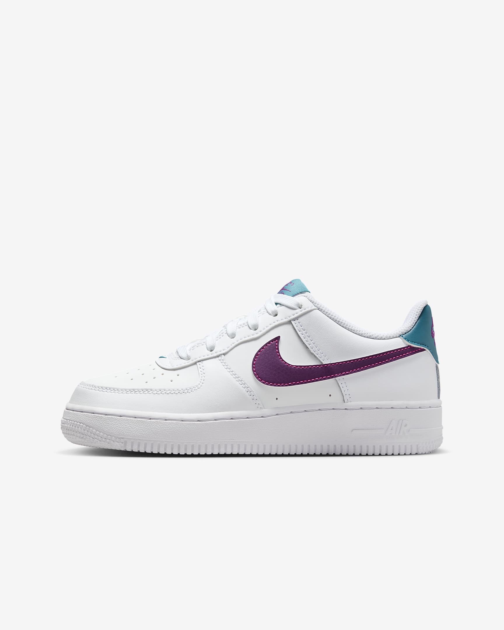 Tenis para niños grandes Nike Air Force 1 - Blanco/Hiperrosa/Aguamarina/Violeta viotech