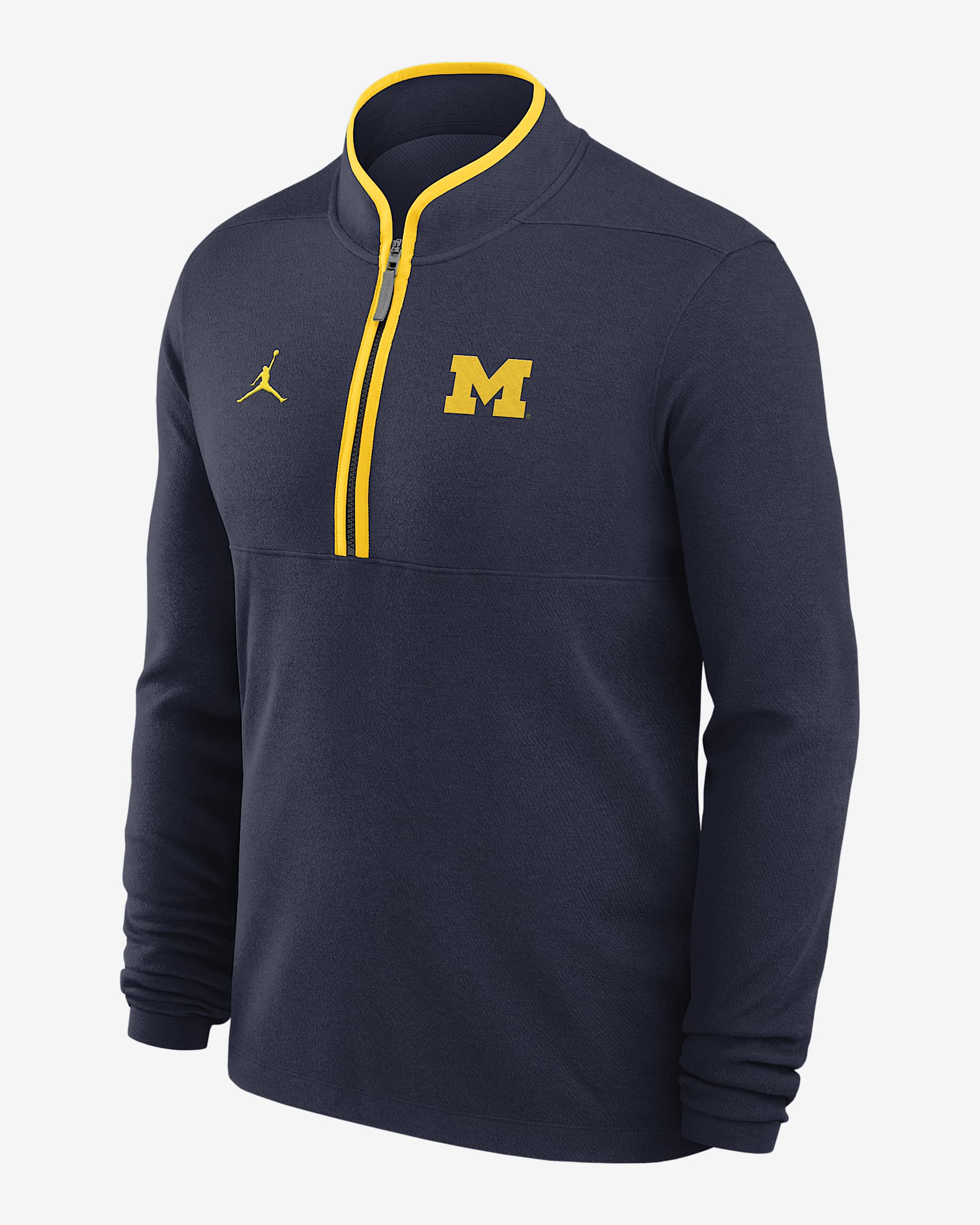 Playera de manga larga universitaria marca Jordan Dri-FIT de medio cierre para hombre Michigan Victory - Azul marino
