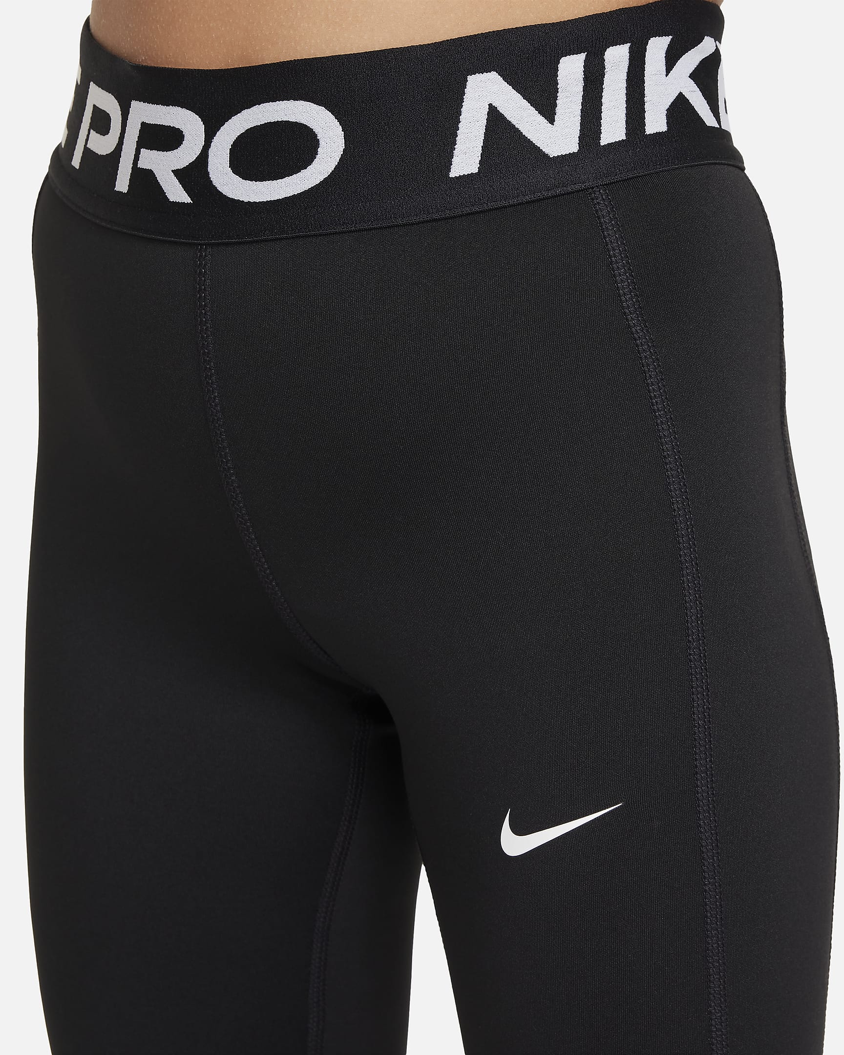 Nike Pro Leak Protection: Mensleggings Dri-FIT för tjejer - Svart/Vit