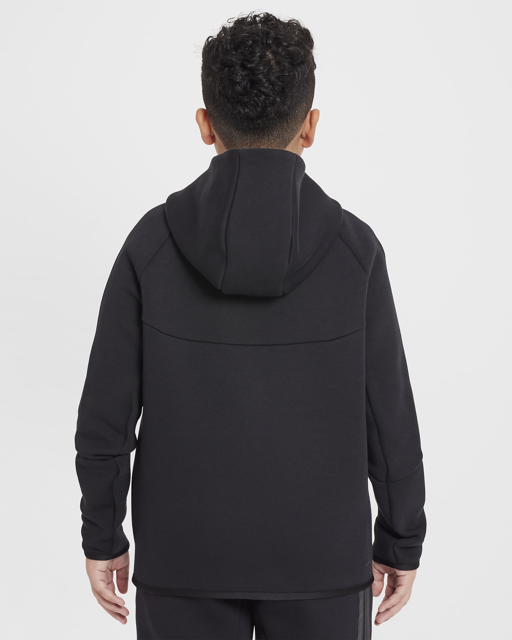 Nike Sportswear Tech Fleece-hættetrøje med lynlås i fuld længde til større børn (udvidet størrelse) - sort/sort/sort/sort