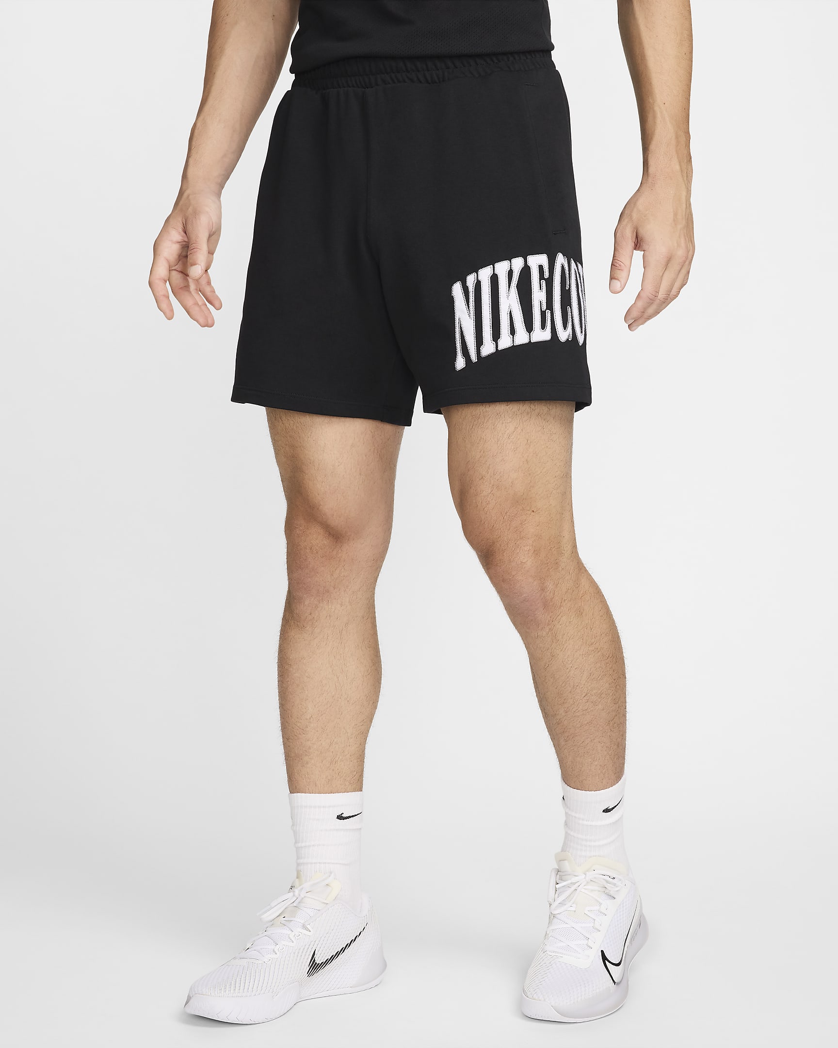 NikeCourt Heritage Tennisshorts voor heren (15 cm) - Zwart/Wit/Flat Pewter