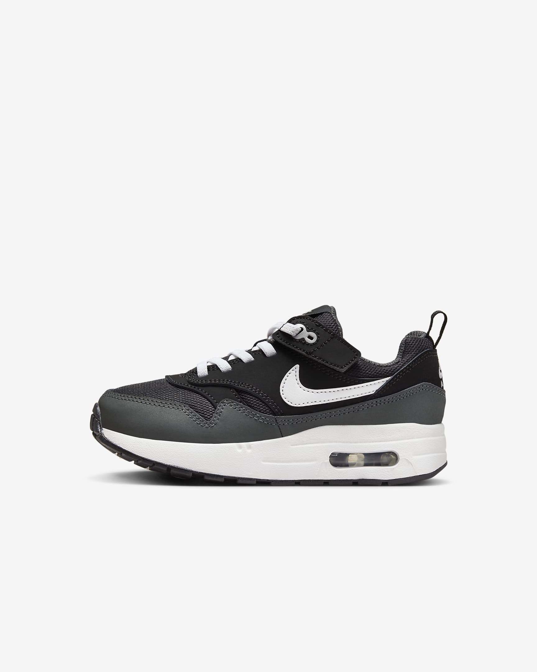 Nike Air Max 1 EasyOn Younger Kids' Shoes - Black/Anthracite/Metallic Silver/White