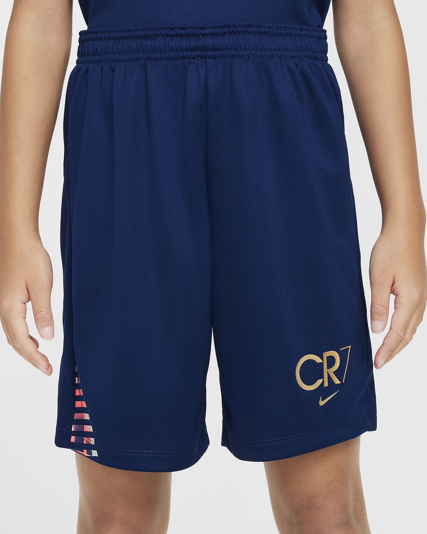 Spodenki piłkarskie dla dużych dzieci Dri-FIT CR7 Academy23 - Blue Void/Blue Void/Metallic Gold