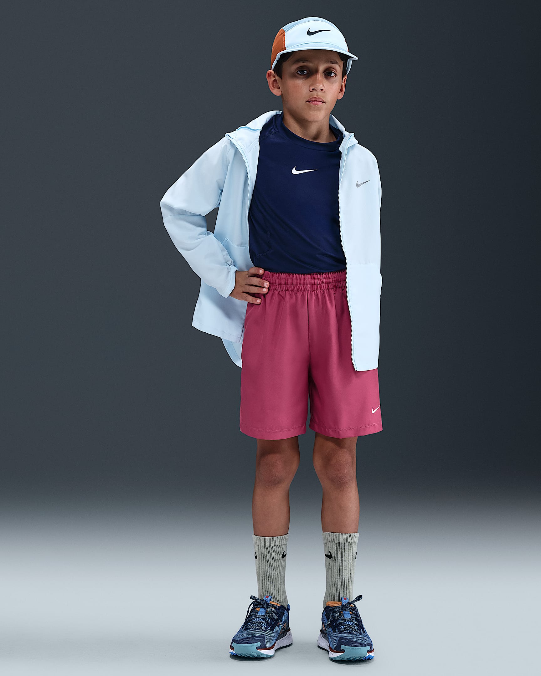 Nike Multi Big Kids' Dri-FIT Training Shorts - Sweet Beet/White