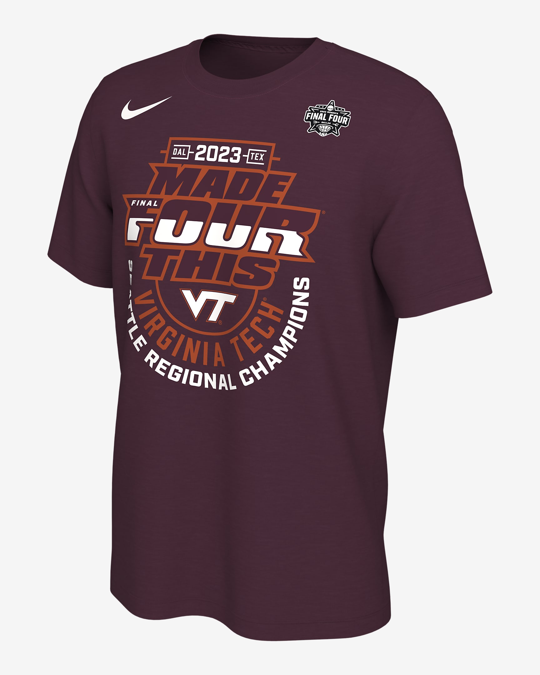 Virginia Tech Men's Nike College Regional Champs TShirt.