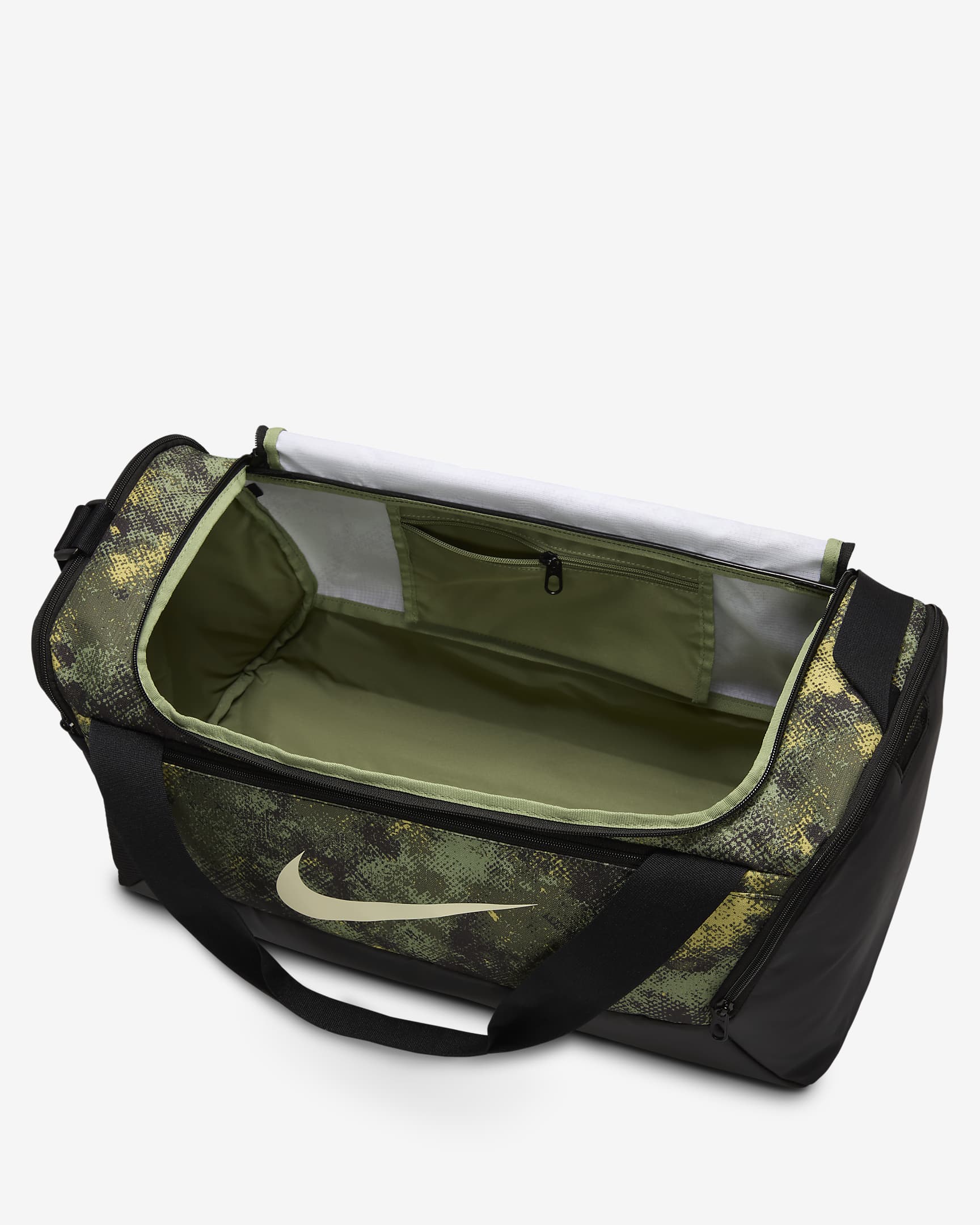 Nike Brasilia duffelbag (liten, 41 L) - Oil Green/Svart/Coconut Milk