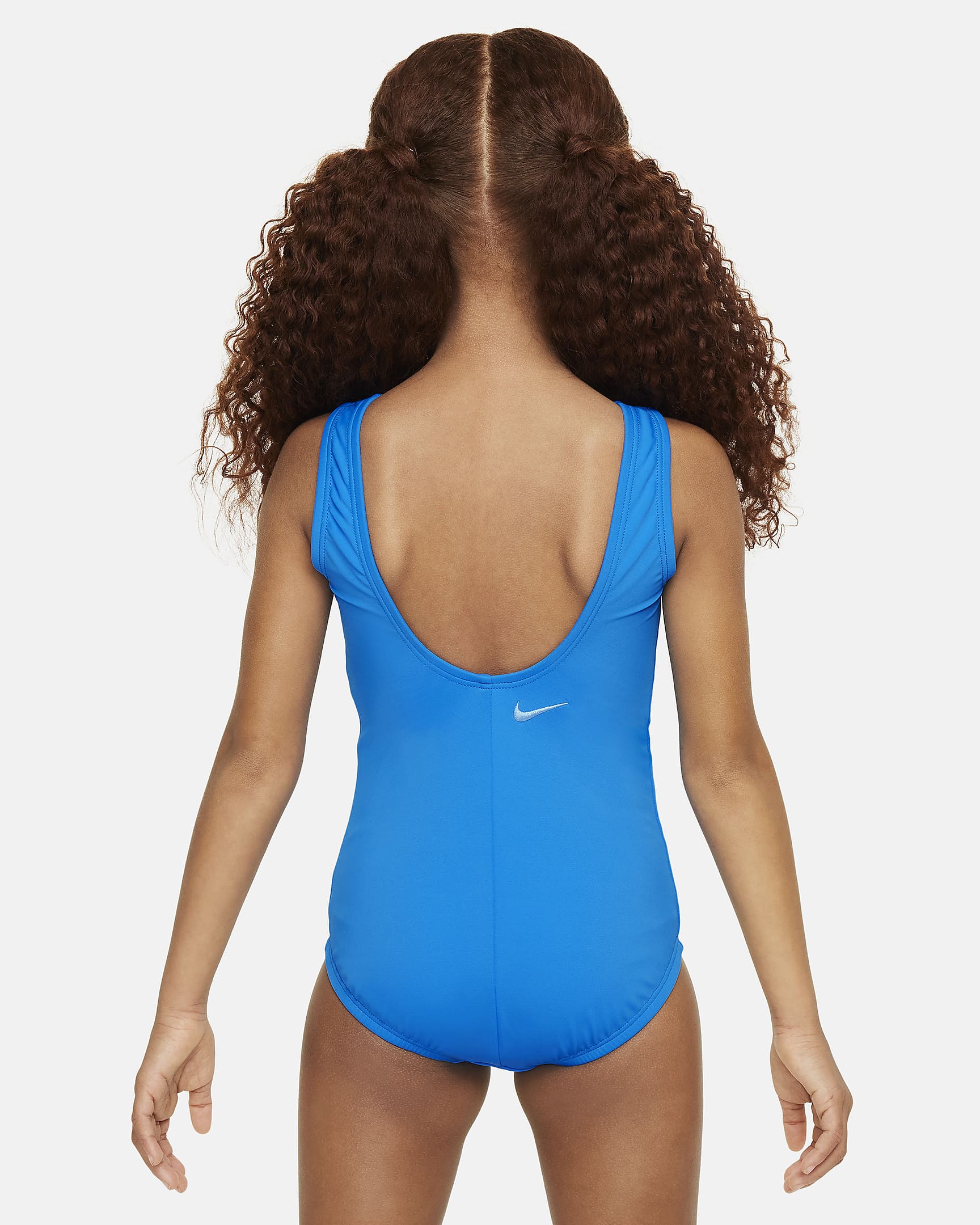 Traje de baño de una pieza con diseño de espalda en U para niñas talla pequeña Nike Swim - Azul foto