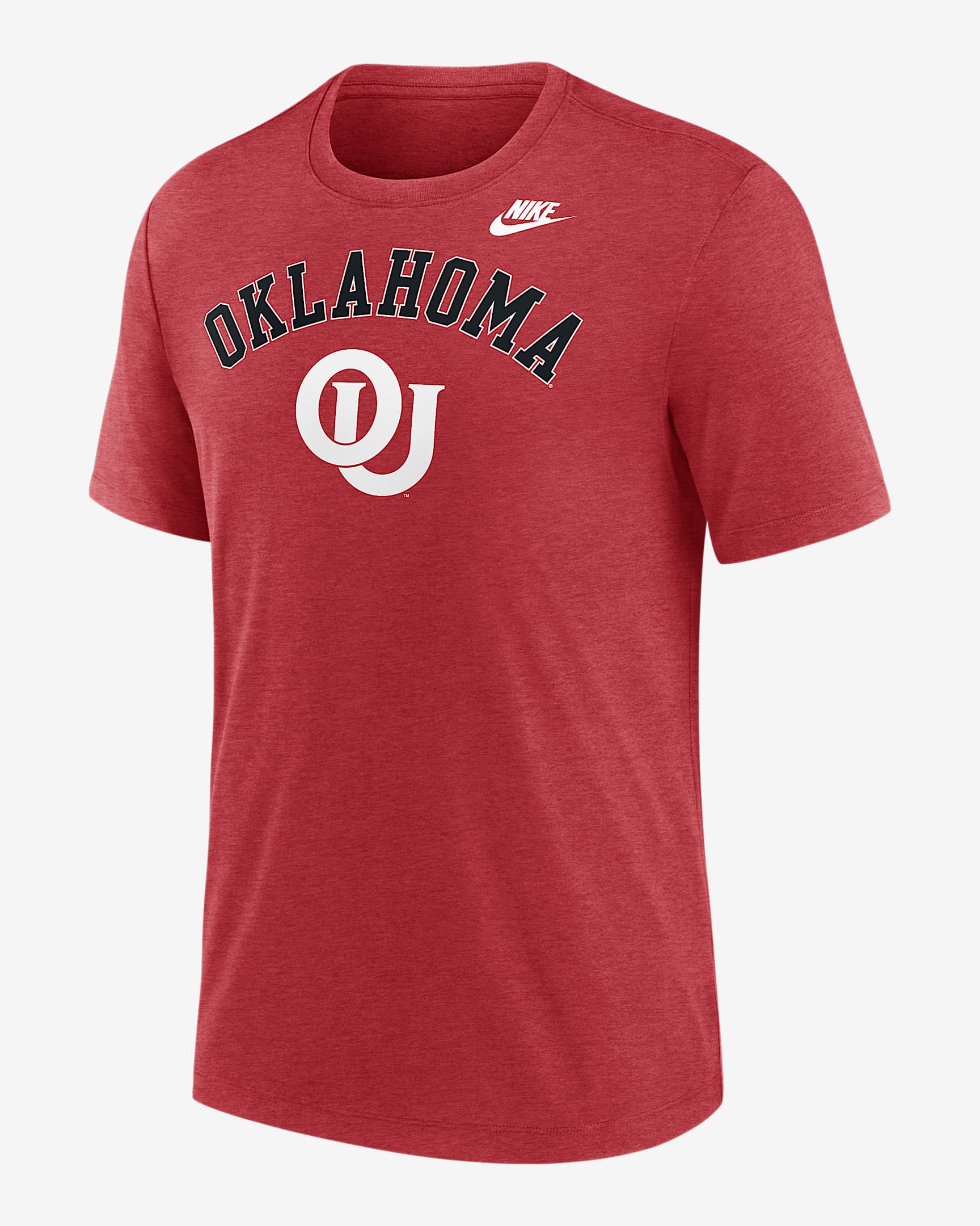 Oklahoma Legacy Arch Men's Nike College T-Shirt - Dark Team Red Heather