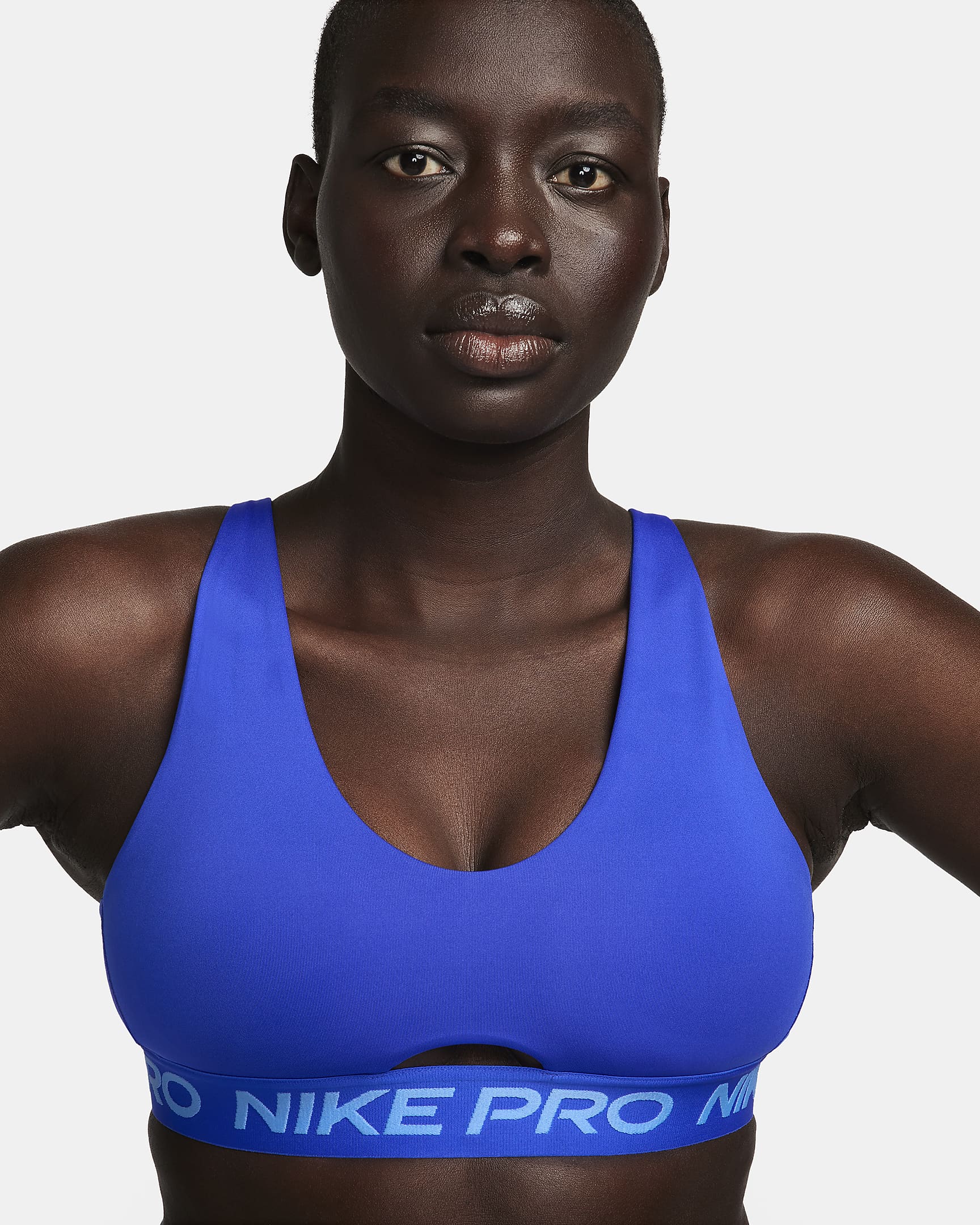 Nike Pro Indy Plunge Women's Medium-Support Padded Sports Bra - Hyper Royal/University Blue/White