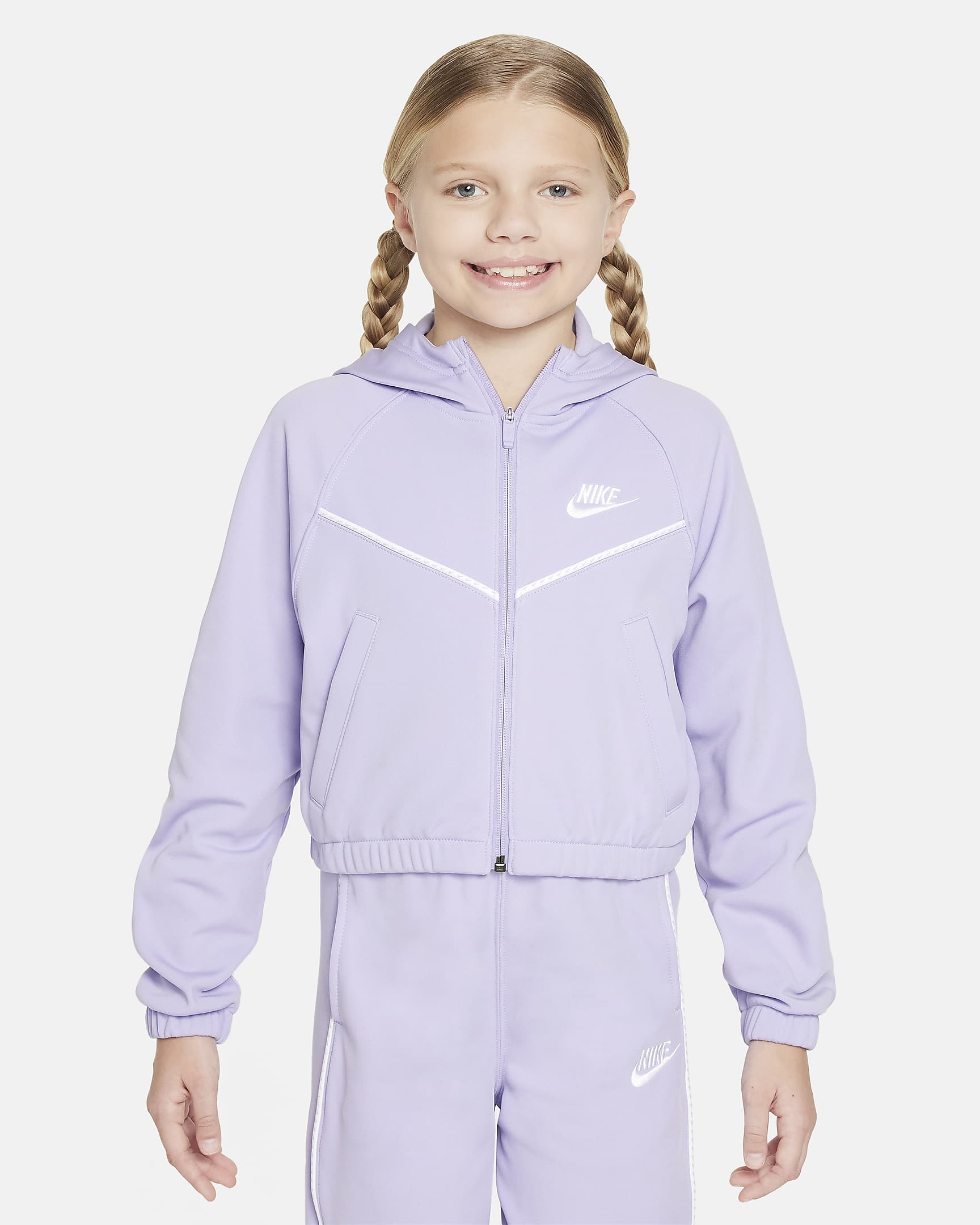 Nike Sportswear Big Kids' (Girls') Tracksuit - Hydrangeas/Hydrangeas/White/White