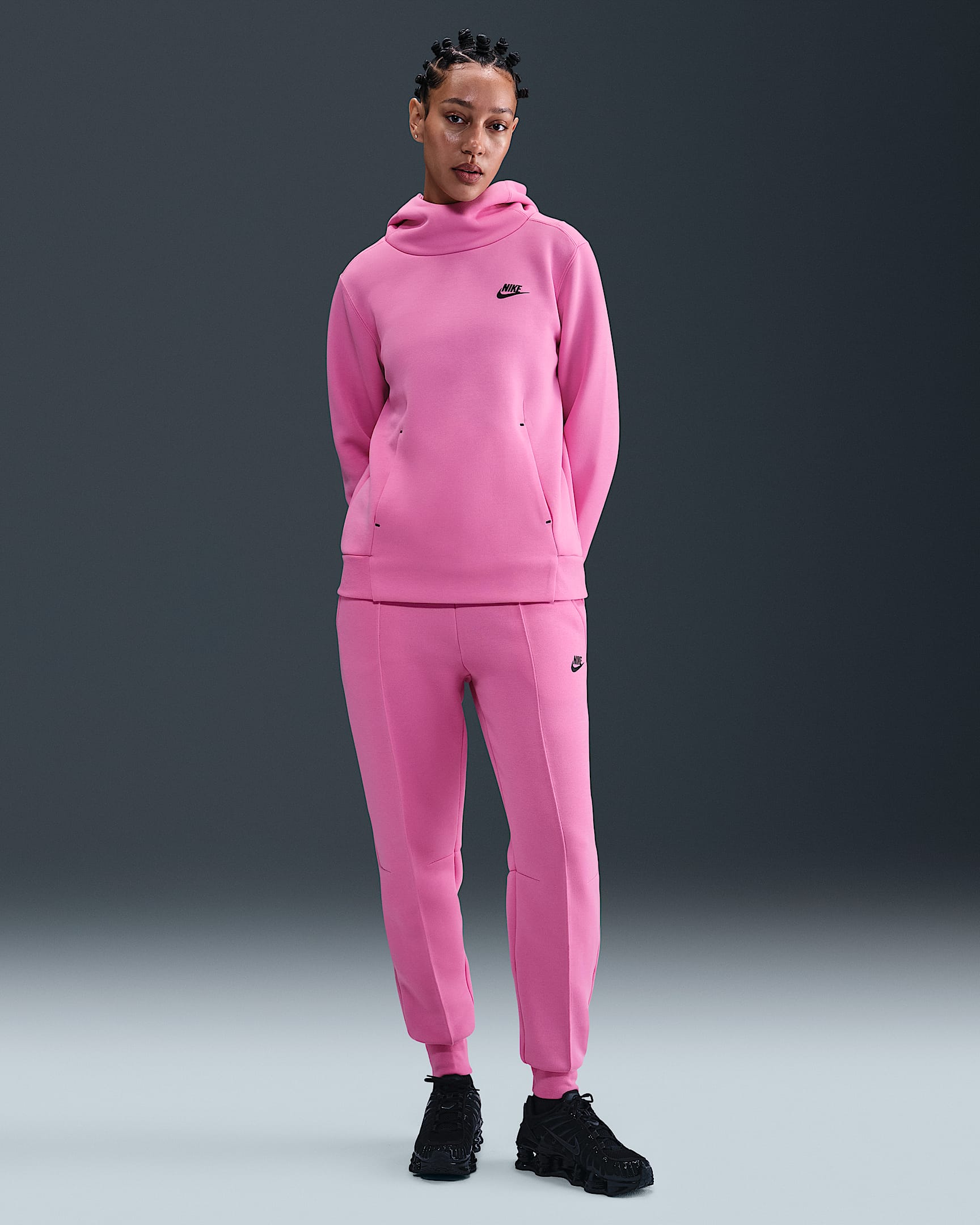 Nike Sportswear Tech Fleece Women's Mid-Rise Joggers - Playful Pink/Black