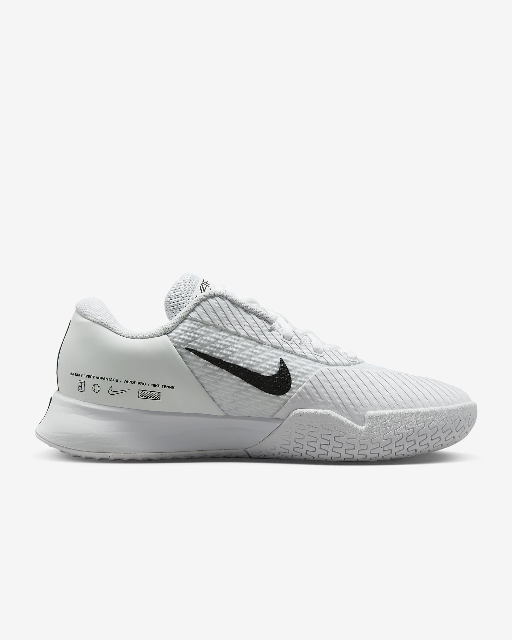 NikeCourt Air Zoom Vapor Pro 2 Hardcourt tennisschoenen voor dames - Wit/Pure Platinum/Zwart