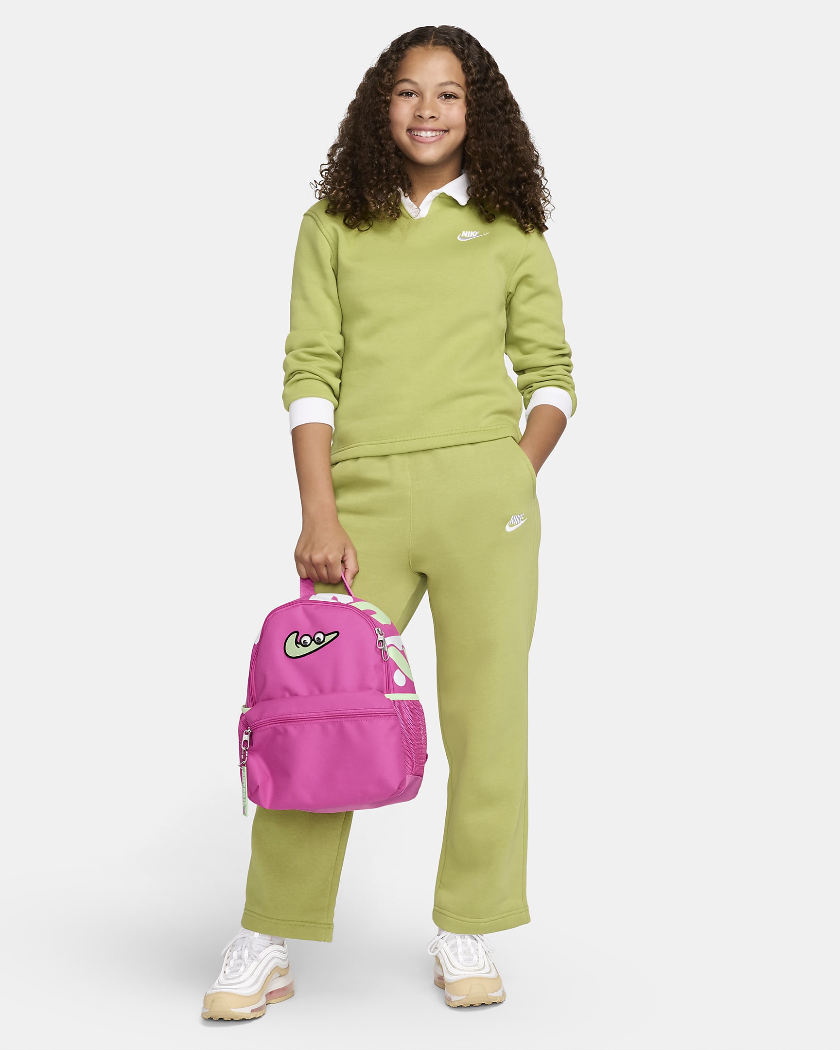 Nike Brasilia JDI Kids' Mini Backpack (11L) - Laser Fuchsia/Laser Fuchsia/Vapour Green