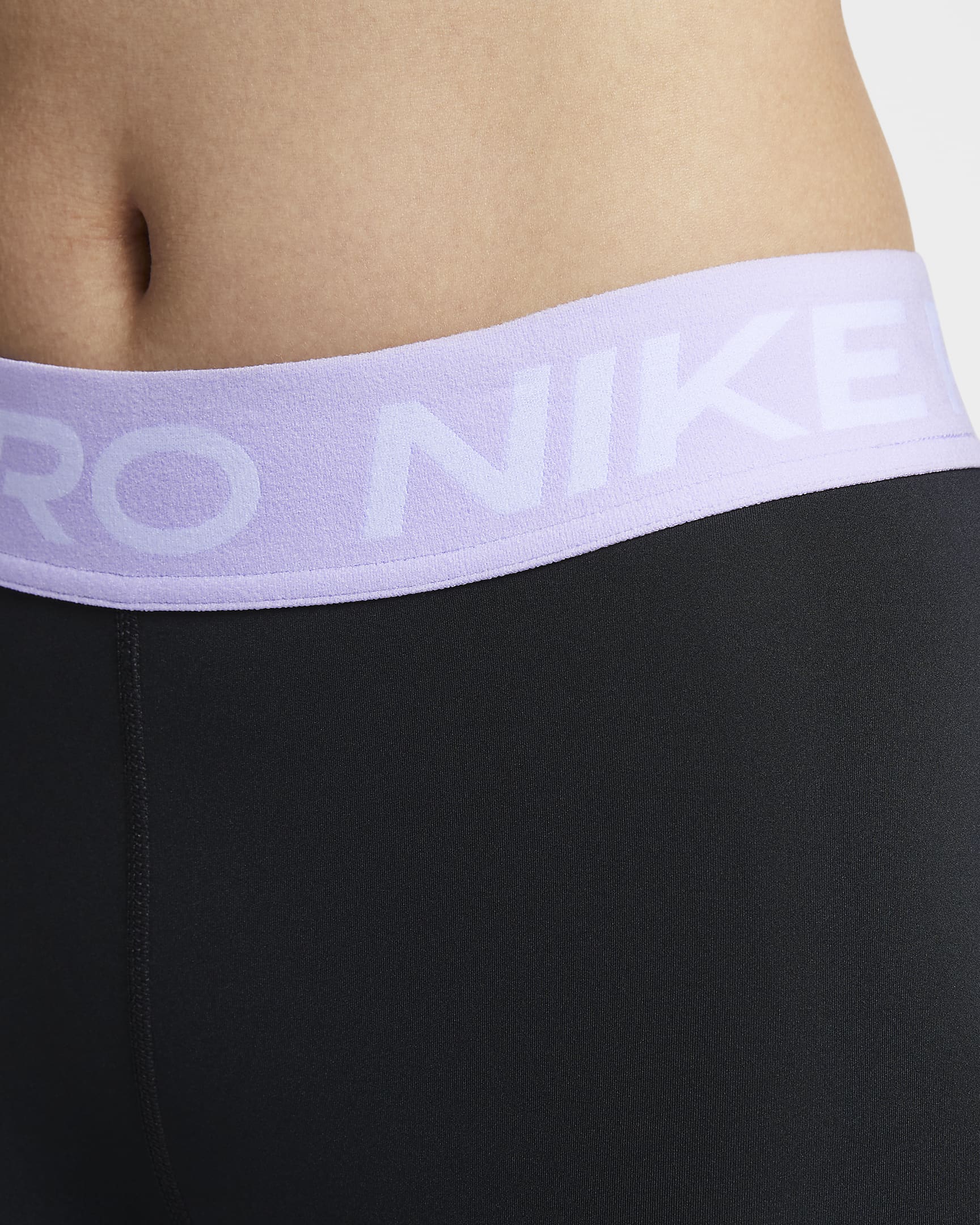 Nike Pro Women's Mid-Rise Leggings - Black/Lilac Bloom/White