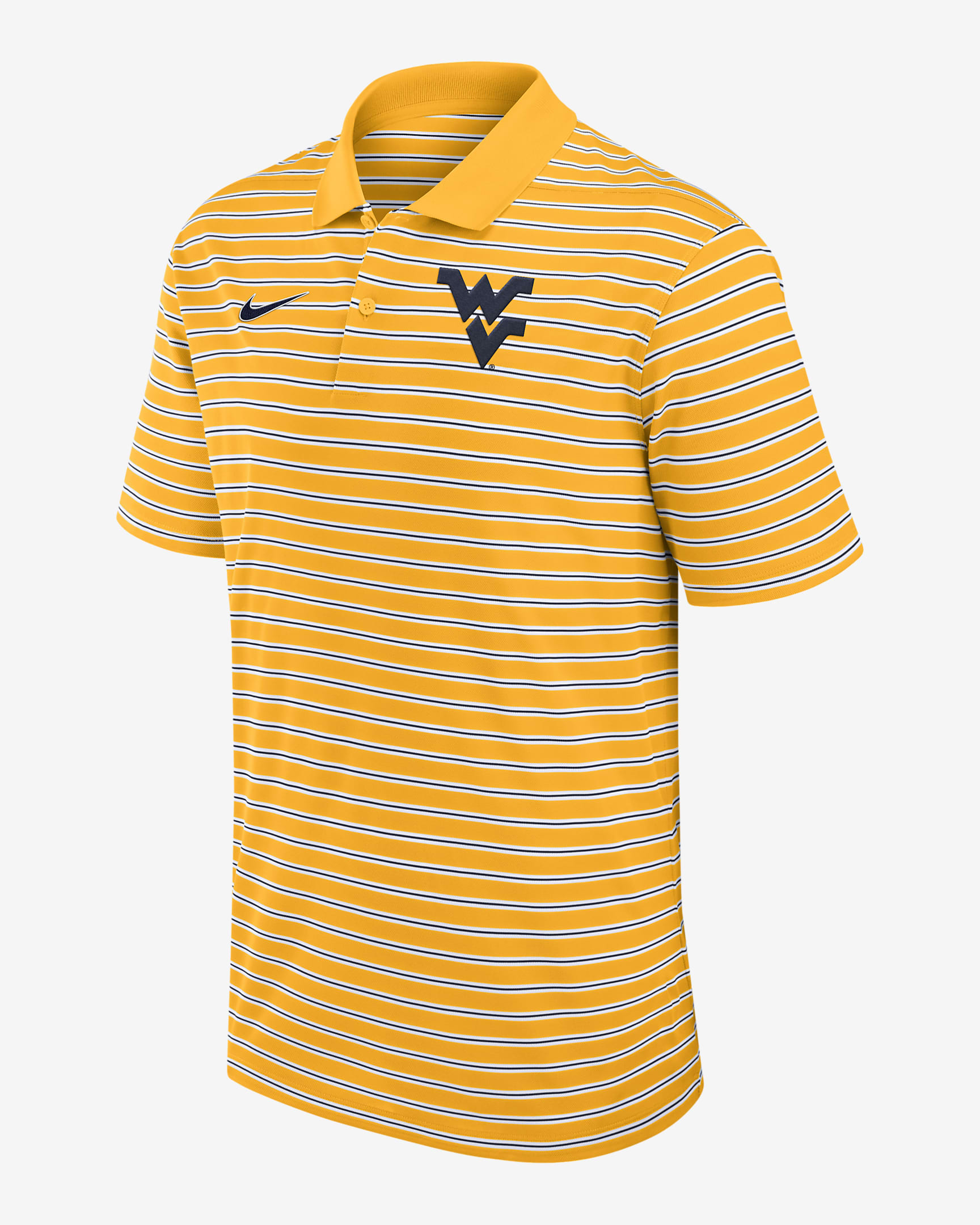 West Virginia Mountaineers Primetime Victory Striped Men's Nike Dri-FIT College Polo - Gold