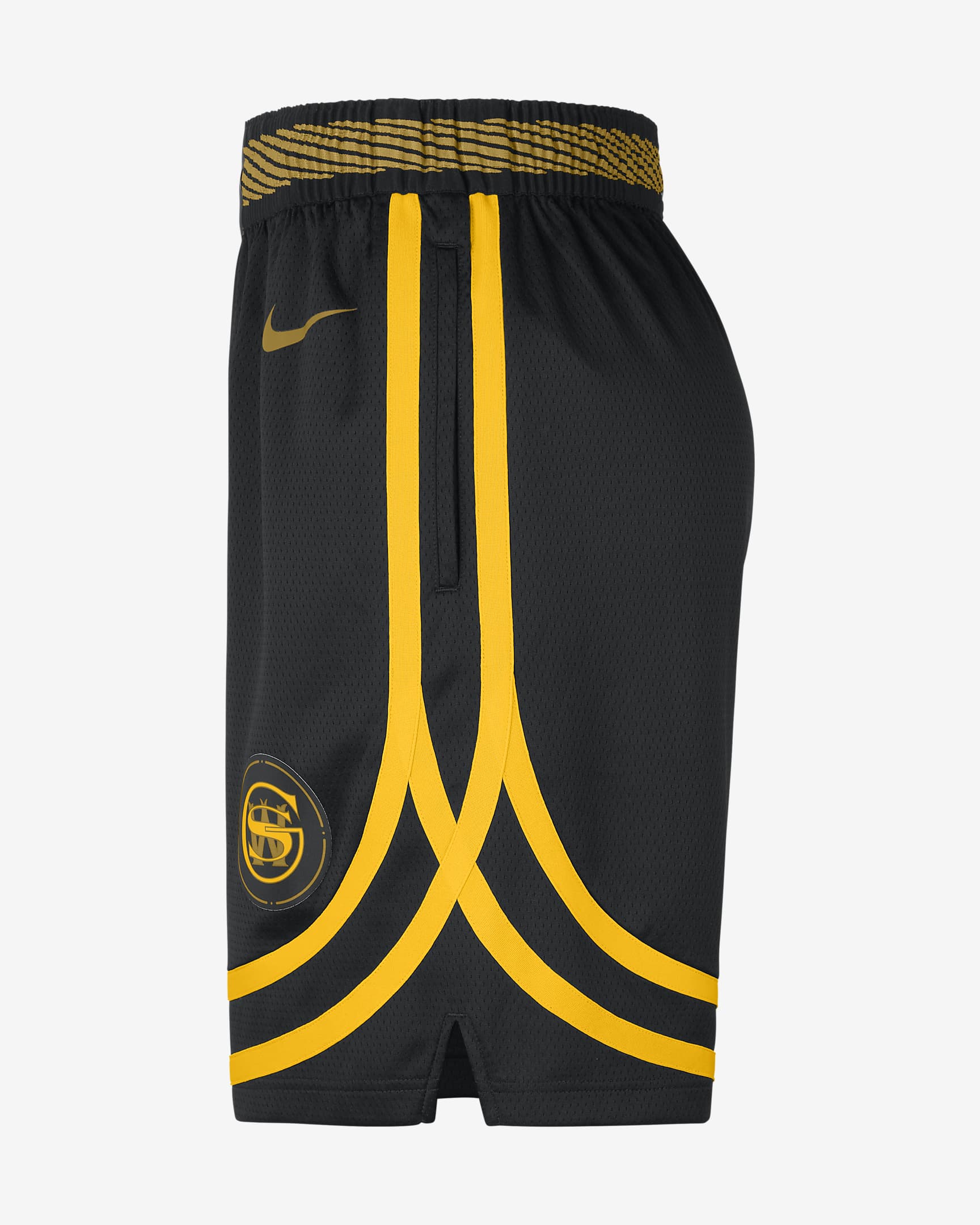 Golden State Warriors 2023/24 City Edition Nike Dri-FIT NBA Swingman Erkek Şortu - Siyah/Ochre