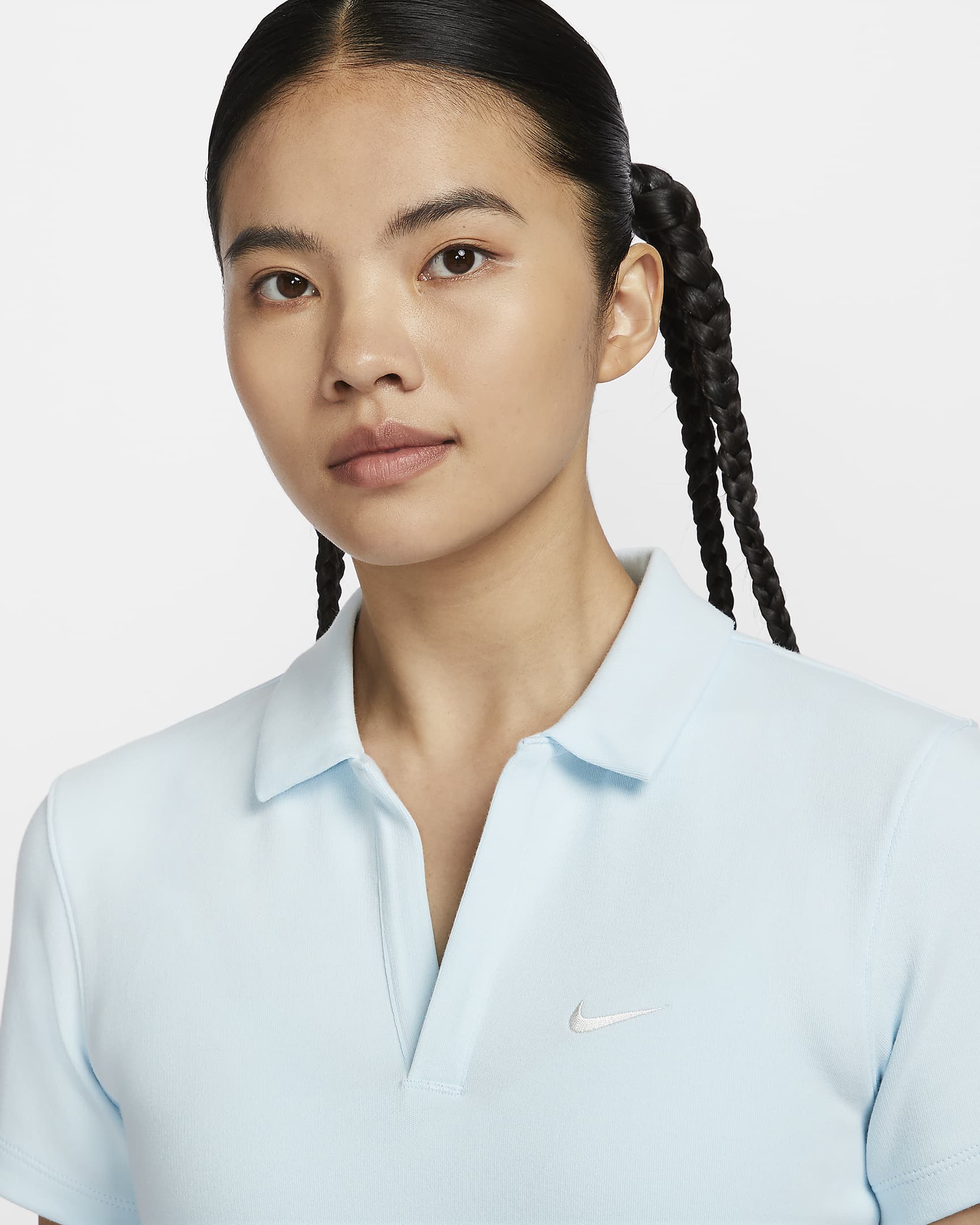 Nike Sportswear Essential Women's Short-Sleeve Polo Top - Glacier Blue/Sail