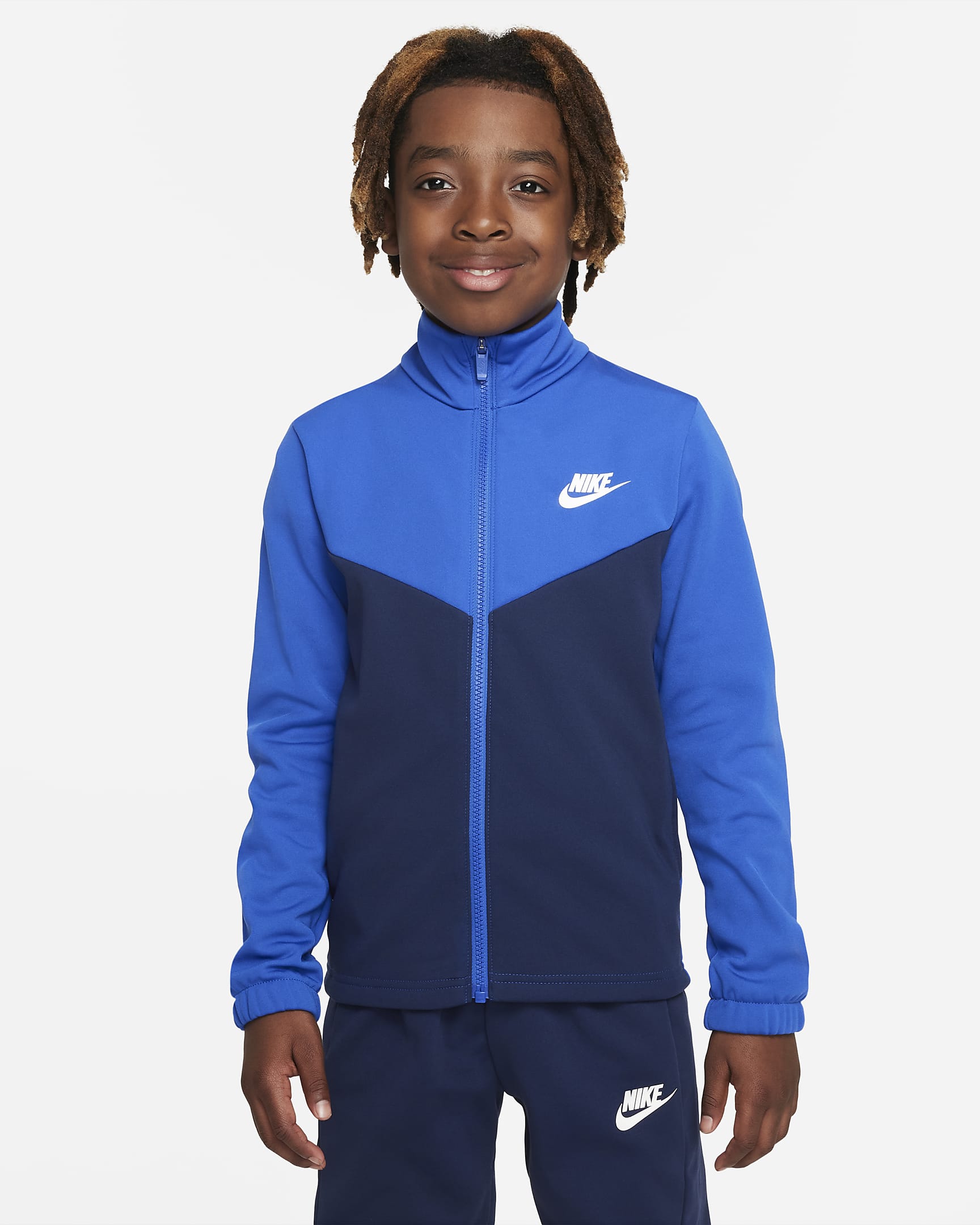 Nike Sportswear-tracksuit til større børn - Game Royal/Midnight Navy/hvid