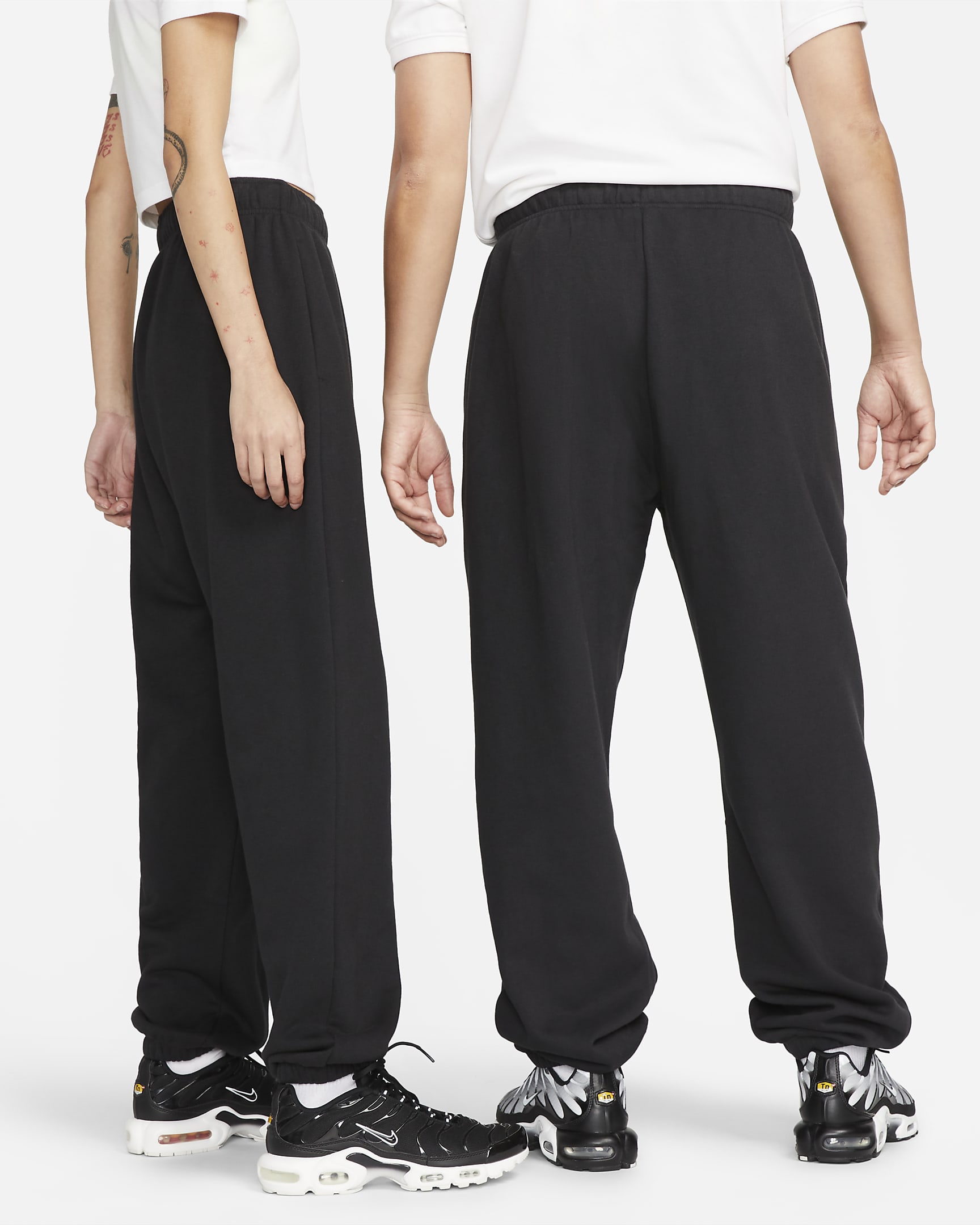 Pants de entrenamiento oversized de tiro medio para mujer Nike Sportswear Club Fleece - Negro/Blanco