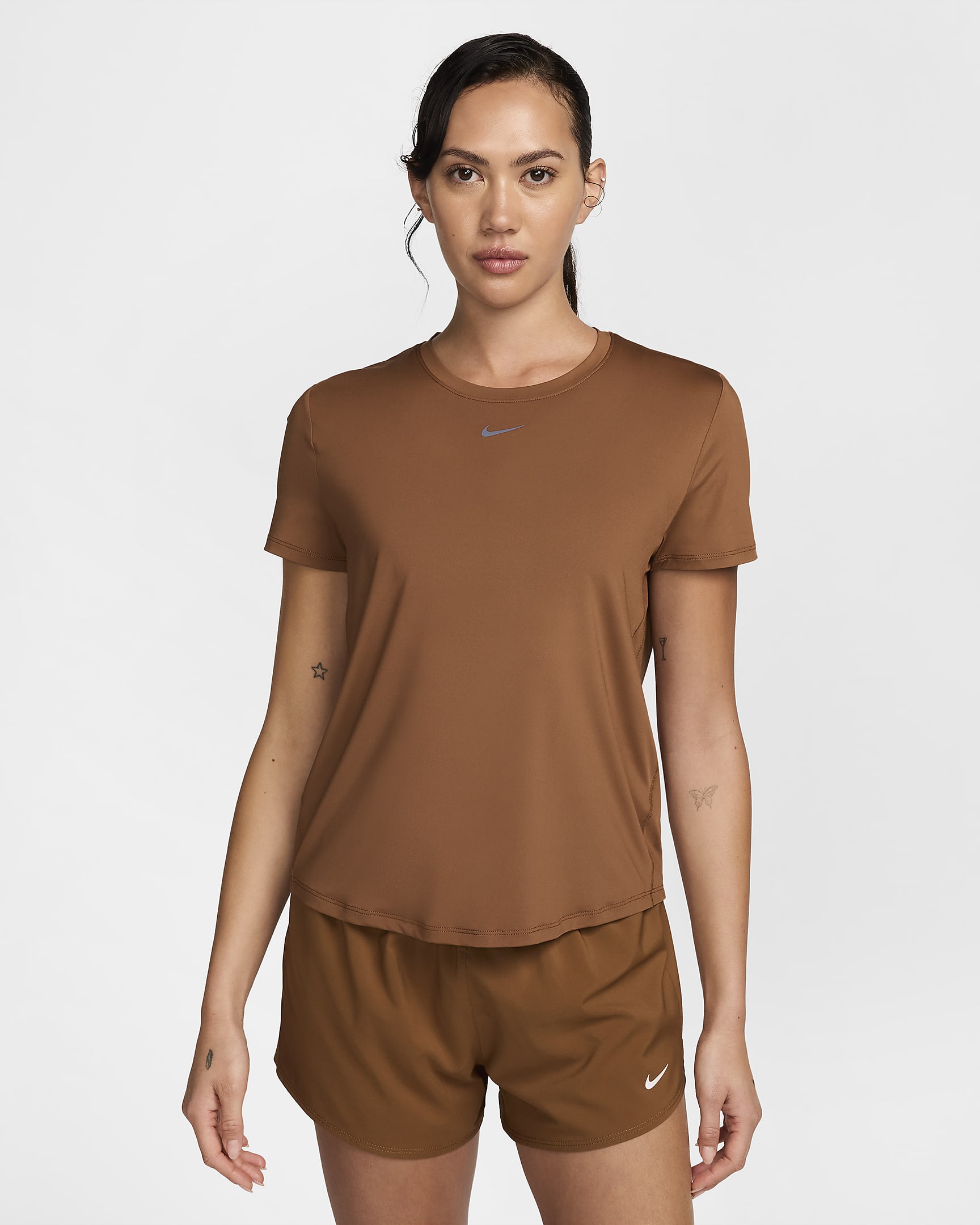 Nike One Classic Women's Dri-FIT Short-Sleeve Top - Light British Tan/Black