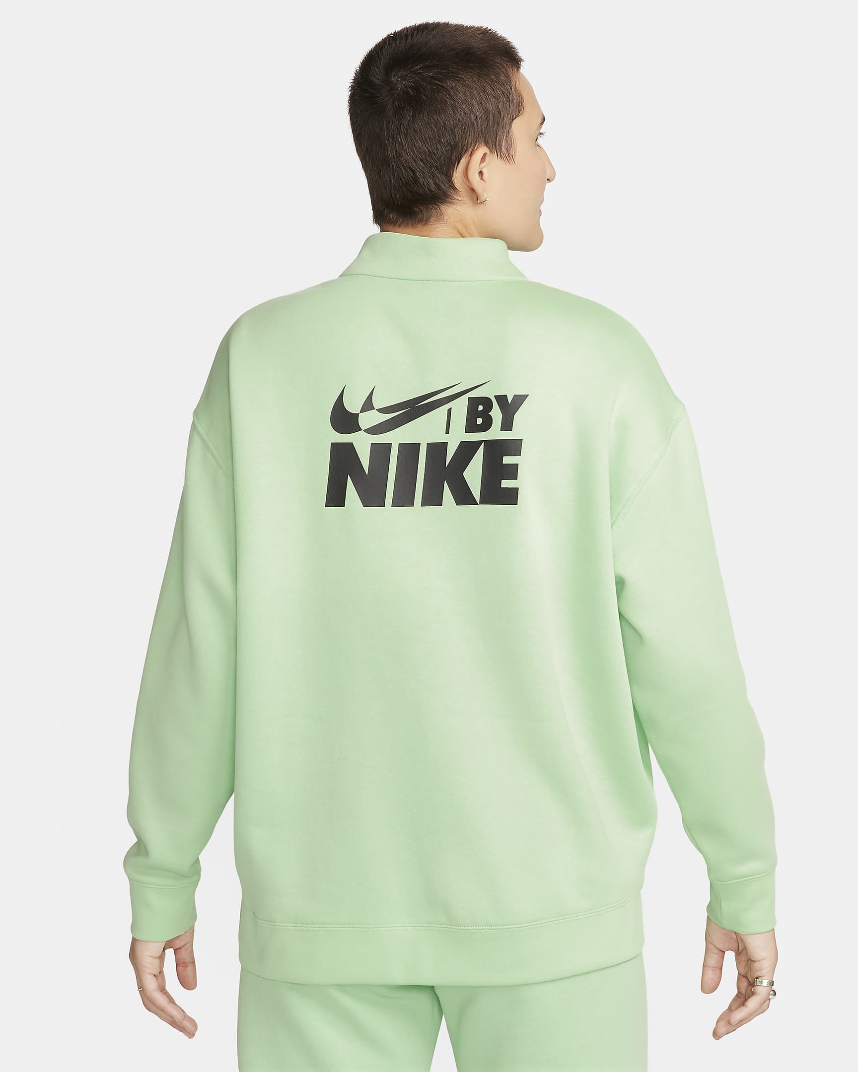 Nike Sportswear Fleece-Oberteil in Oversize mit Viertelreißverschluss für Damen - Vapor Green/Schwarz