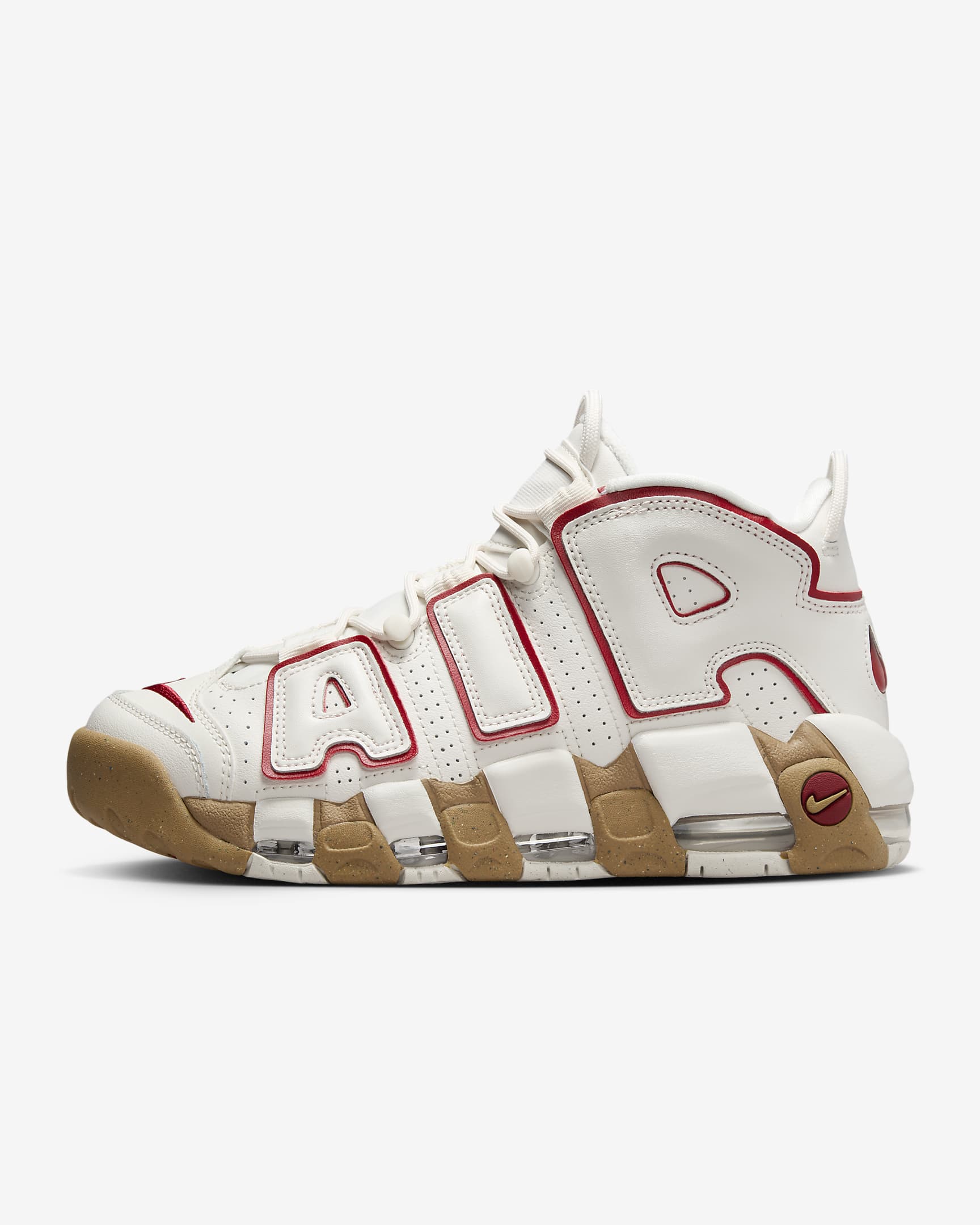 Calzado para mujer Nike Air More Uptempo - Fantasma/Marrón claro goma/Transparente/Rojo gimnasio