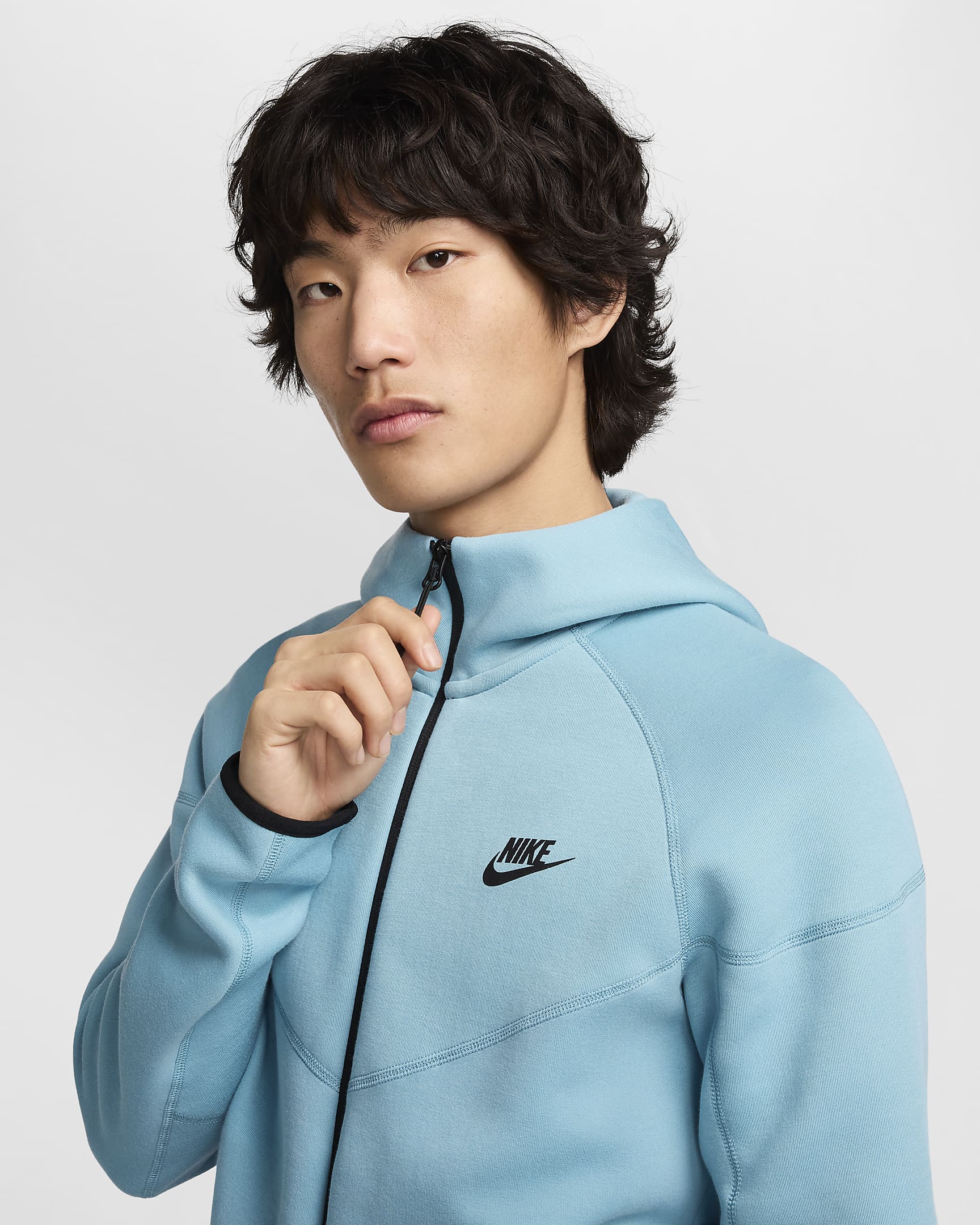 Nike Sportswear Tech Fleece Windrunner Men's Full-Zip Hoodie - Denim Turquoise/Black